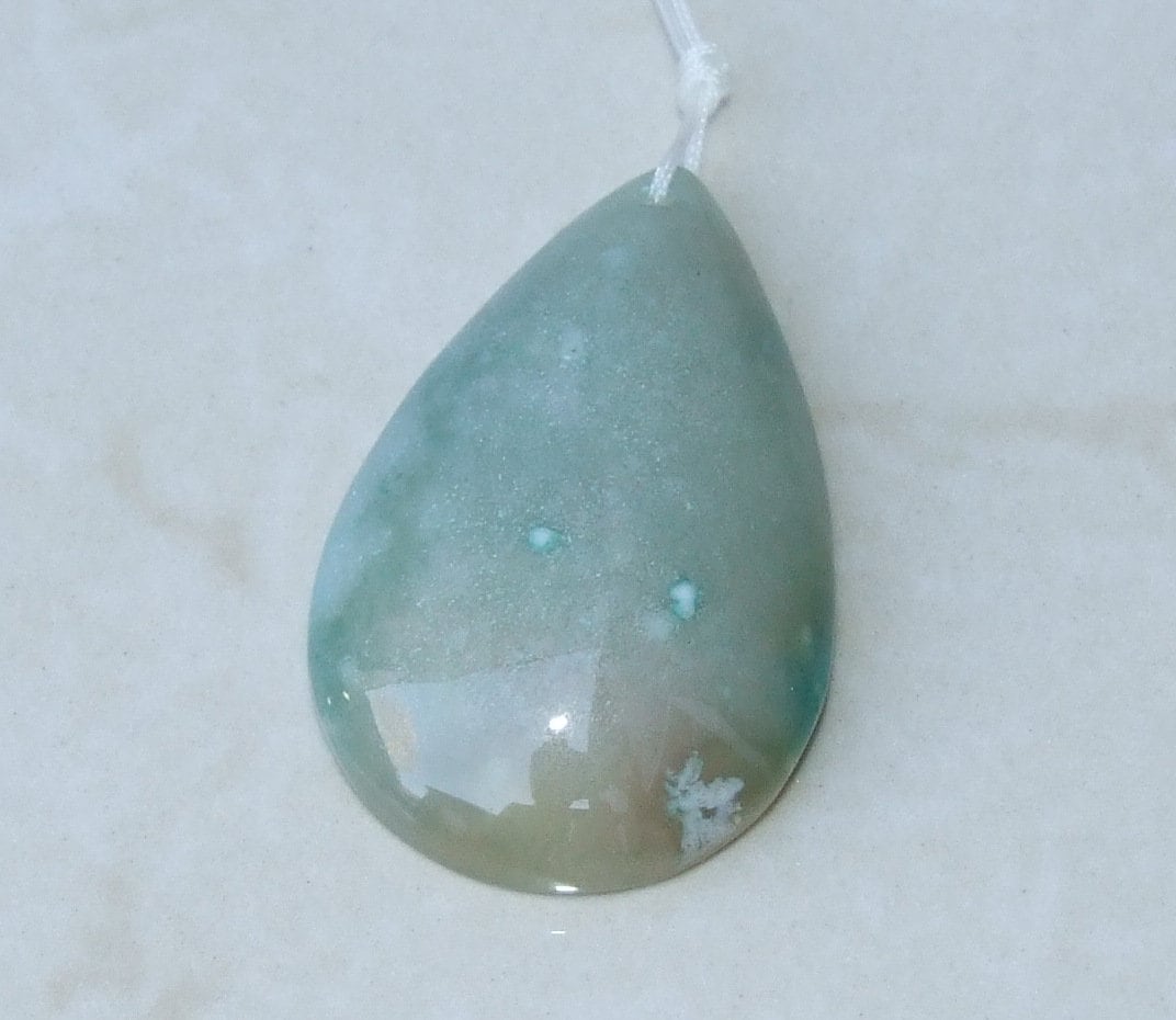 Blossom Agate Pendant, Natural Stone Pendant, Druzy Pendant, Gemstone Pendant, Jewelry Stone, Necklace Pendant, 30mm x 48mm - 9464 - EDGBeadsandGems