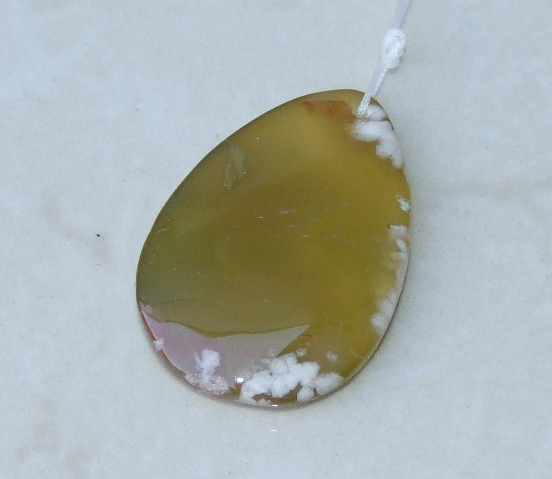 Blossom Agate Pendant, Natural Stone Pendant, Druzy Pendant, Gemstone Pendant, Jewelry Stone, Necklace Pendant, 32mm x 47mm - 9477 - EDGBeadsandGems
