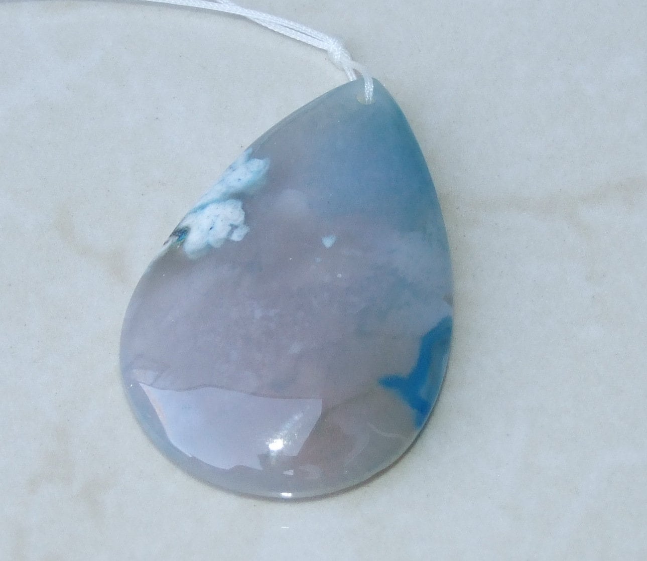 Blossom Agate Pendant, Natural Stone Pendant, Druzy Pendant, Polished Gemstone Pendant, Jewelry Stone, Necklace Pendant, 37mm x 57mm - 9548 - EDGBeadsandGems