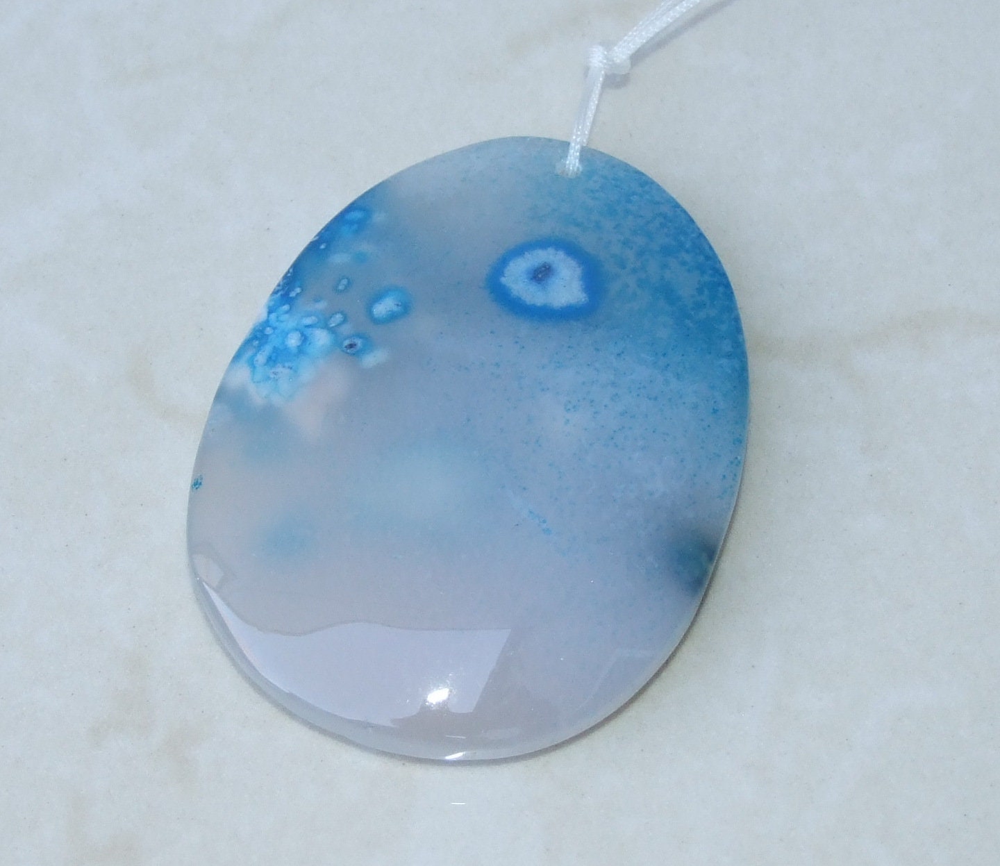 Blossom Agate Pendant, Natural Stone Pendant, Druzy Pendant, Polished Gemstone Pendant, Jewelry Stone, Necklace Pendant, 44mm x 60mm - 9550 - EDGBeadsandGems