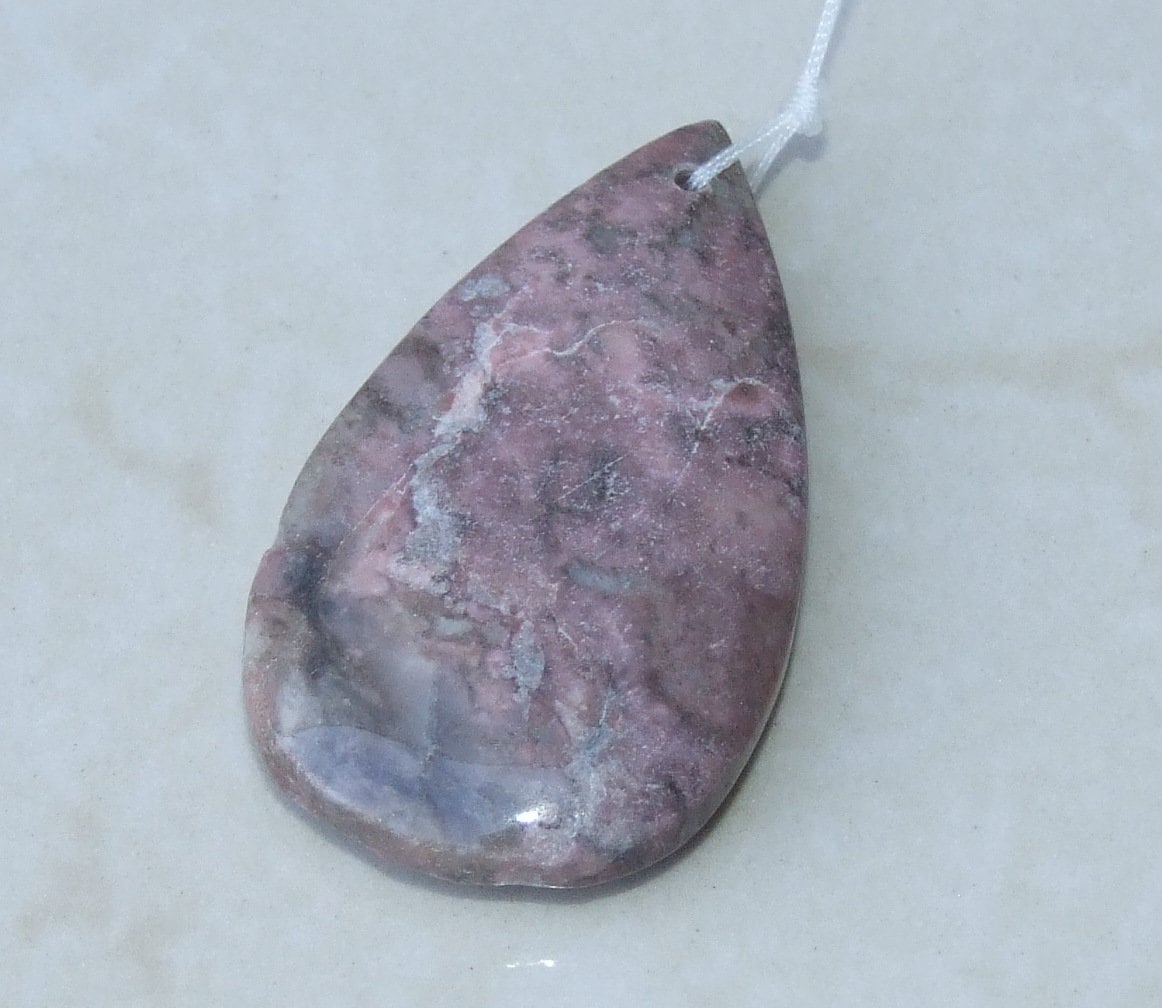 Rhodonite Pendant, Jewelry Pendant, Gemstone Pendant, Highly Polished Stone Pendant, Natural Stone Pendant, Necklace Pendant, 31x53mm - 9573 - EDGBeadsandGems