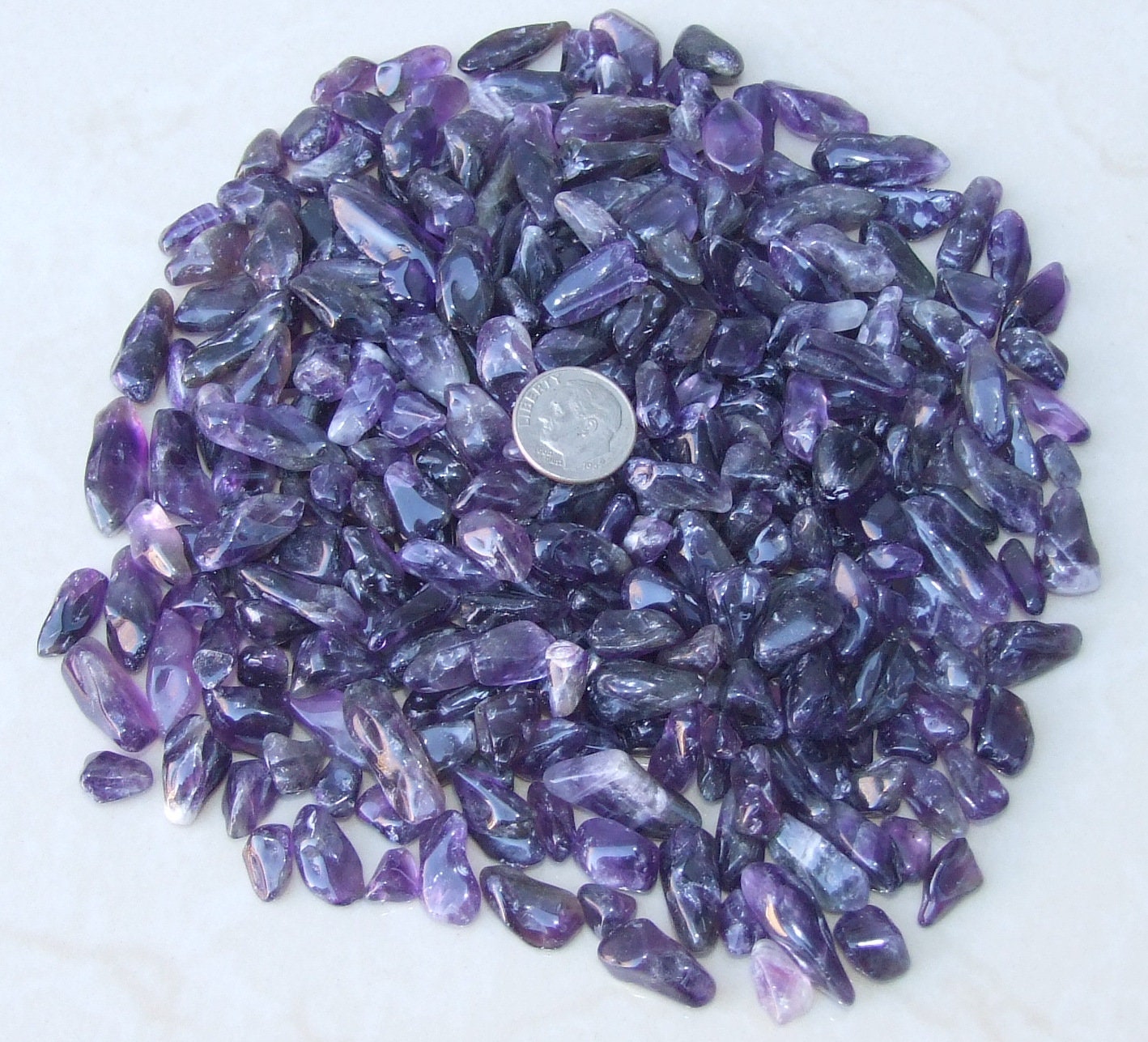Amethyst Polished Stones, Gemstone Chips, Natural Amethyst, Undrilled Gemstone Beads, Loose Bulk Jewelry Stones Nuggets, 1.5 oz 7mm to 23mm - EDGBeadsandGems