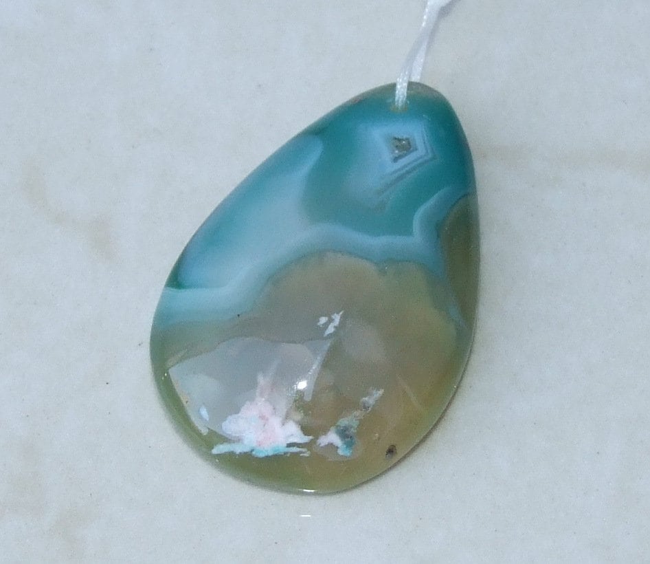 Blossom Agate Pendant, Natural Stone Pendant, Druzy Pendant, Gemstone Pendant, Jewelry Stone, Necklace Pendant, 28mm x 43mm - 9466 - EDGBeadsandGems