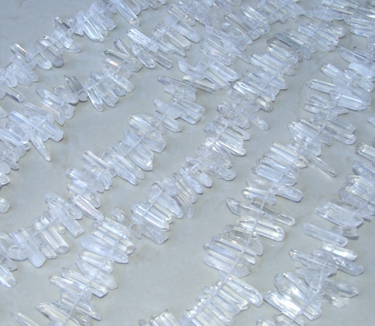 Polished Quartz Points. Full Strand, Polished Crystals, Natural Quartz Points, Random Lengths, Gemstone, Thin or Thick, 15 to 30/35+mm - EDGBeadsandGems