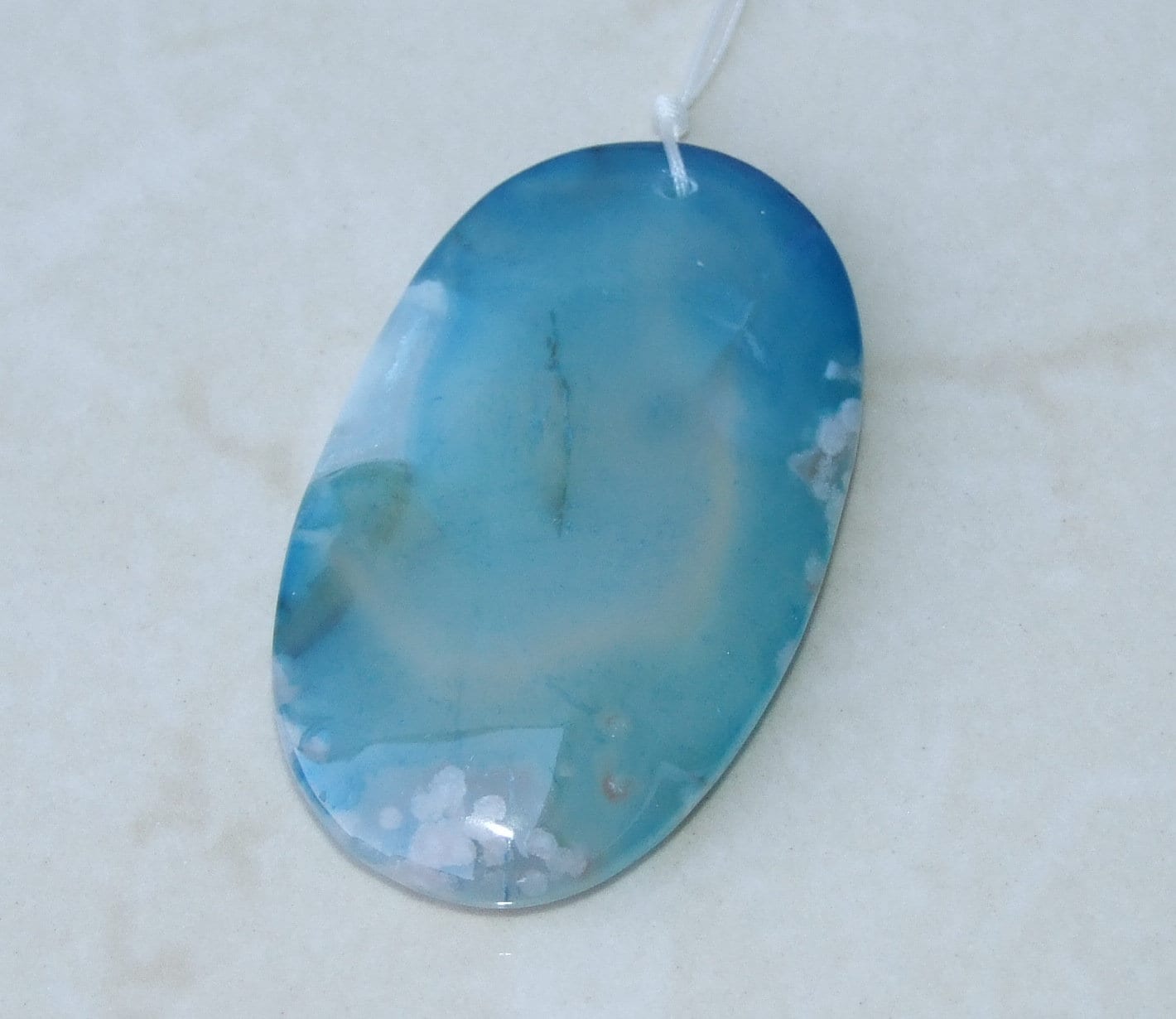 Blossom Agate Pendant, Natural Stone Pendant, Druzy Pendant, Polished Gemstone Pendant, Jewelry Stone, Necklace Pendant, 36mm x 62mm - 9557 - EDGBeadsandGems