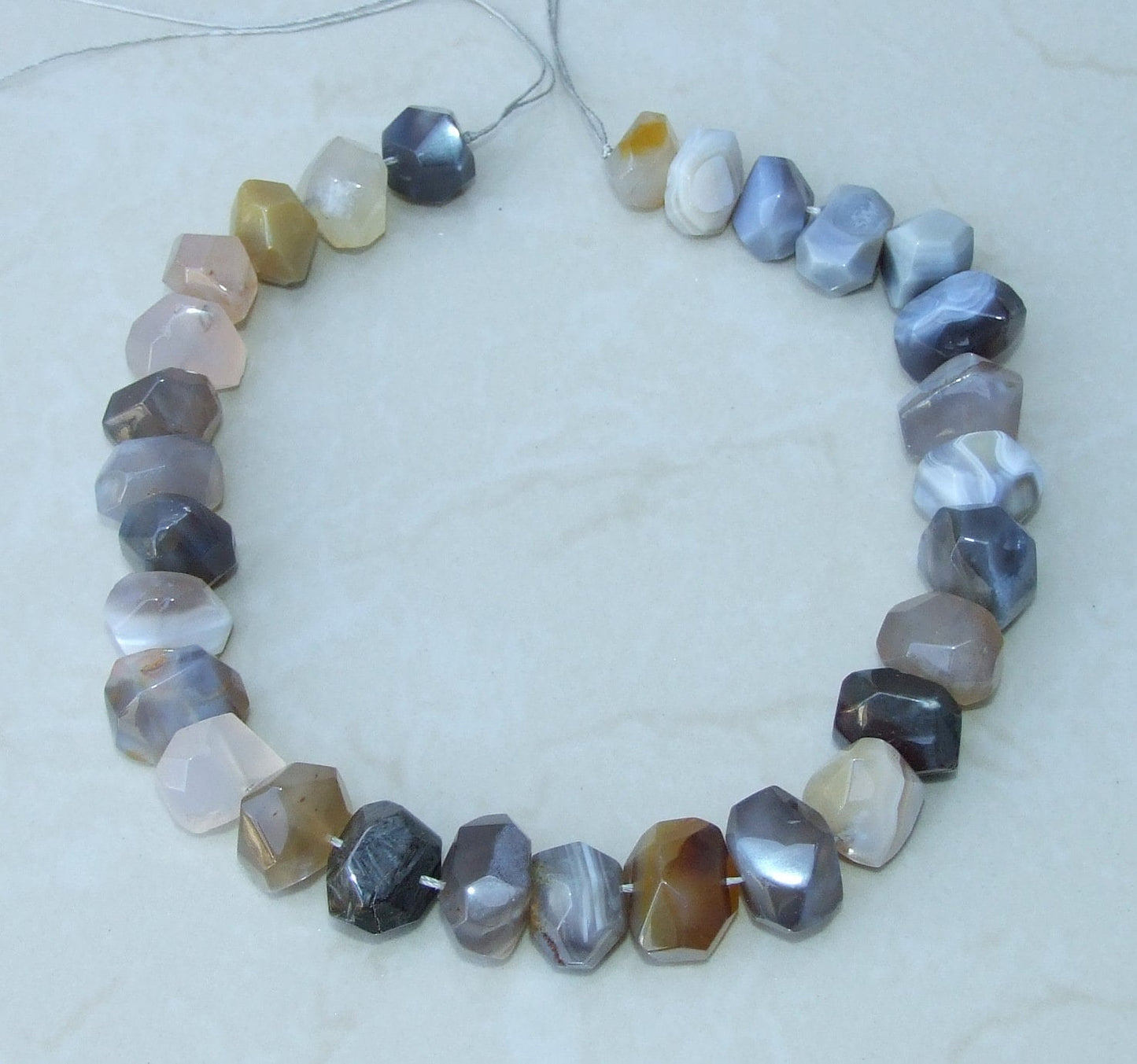 Botswana Agate Faceted Nugget, Gemstone Beads, Polished Botswana Agate, Botswana Agate Bead, Half Strand, Cross Drilled, 15mm x 15mm x 20mm - EDGBeadsandGems