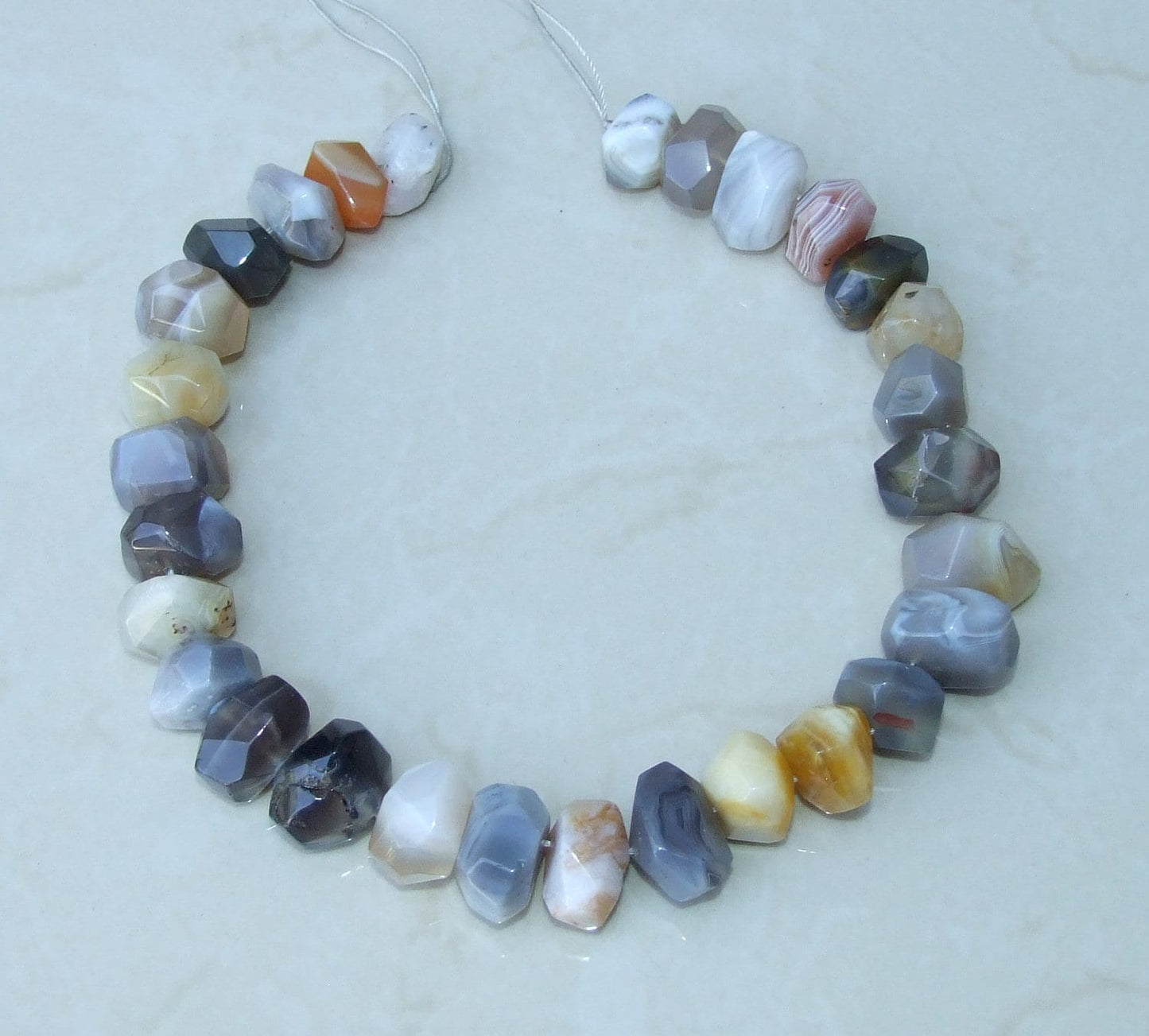 Botswana Agate Faceted Nugget, Gemstone Beads, Polished Botswana Agate, Botswana Agate Bead, Half Strand, Cross Drilled, 15mm x 15mm x 20mm - EDGBeadsandGems
