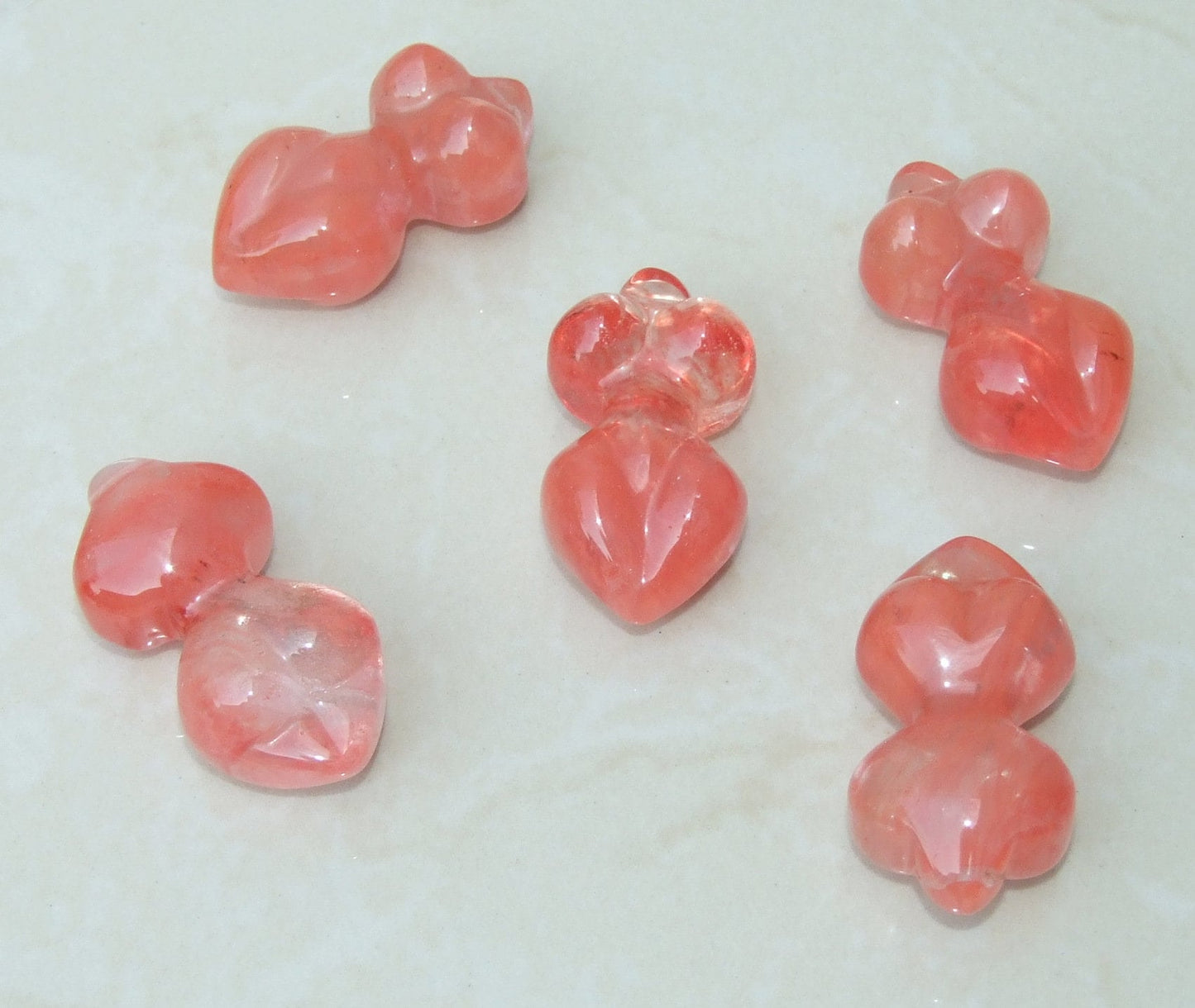 Goddess Pendant, Natural Cherry Quartz Pendants, Carved Pendant, Gemstone Pendant, Fertility Goddess, Jewelry Pendant, 25mm x 50mm - EDGBeadsandGems