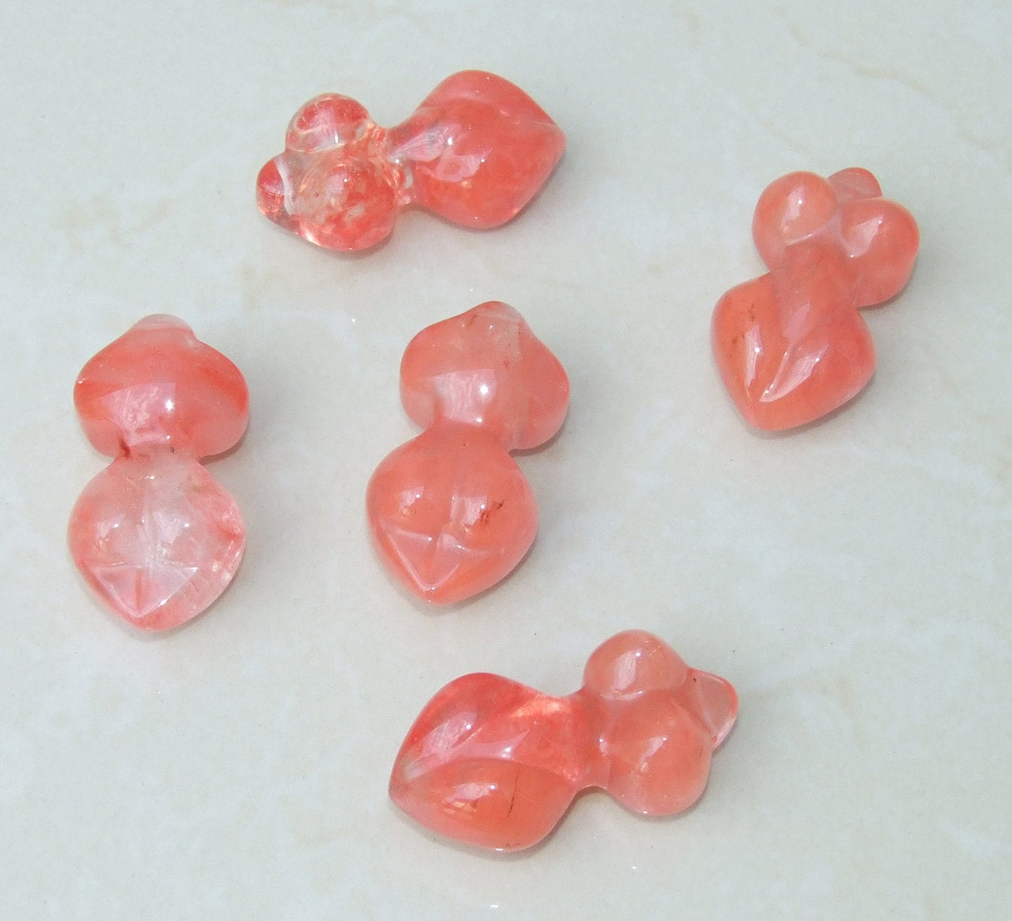 Goddess Pendant, Natural Cherry Quartz Pendants, Carved Pendant, Gemstone Pendant, Fertility Goddess, Jewelry Pendant, 25mm x 50mm - EDGBeadsandGems