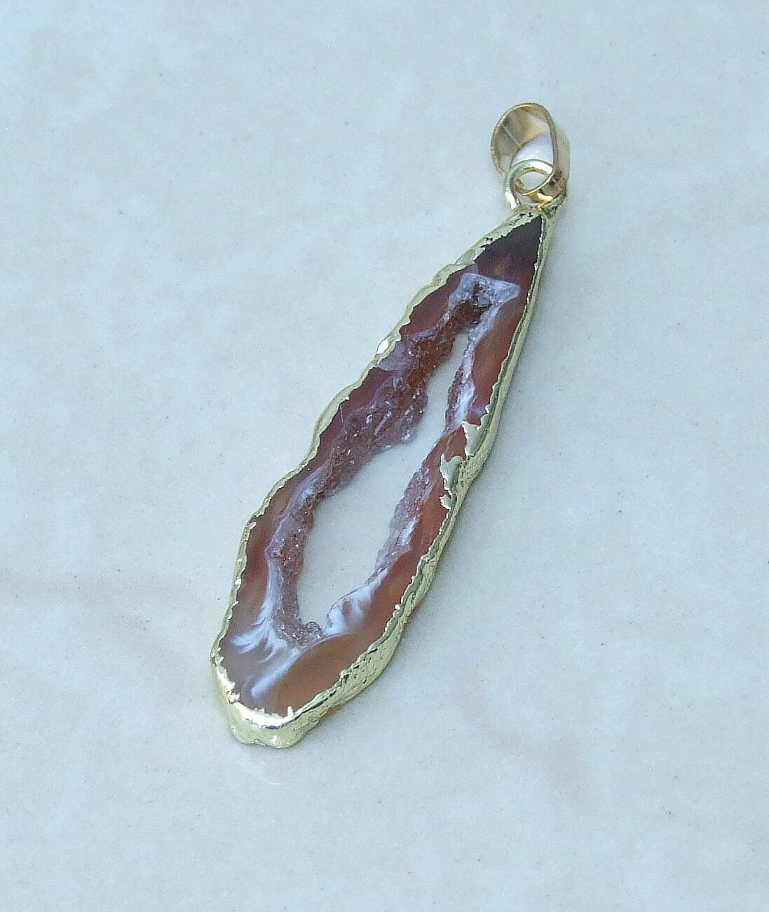Druzy Pendant, Agate Slice, Geode Pendant, Gemstone Pendant, Druzy Necklace, Druzy Quartz, Large Geode, Druzy Charm, Geode Jewelry, 30/40mm - EDGBeadsandGems