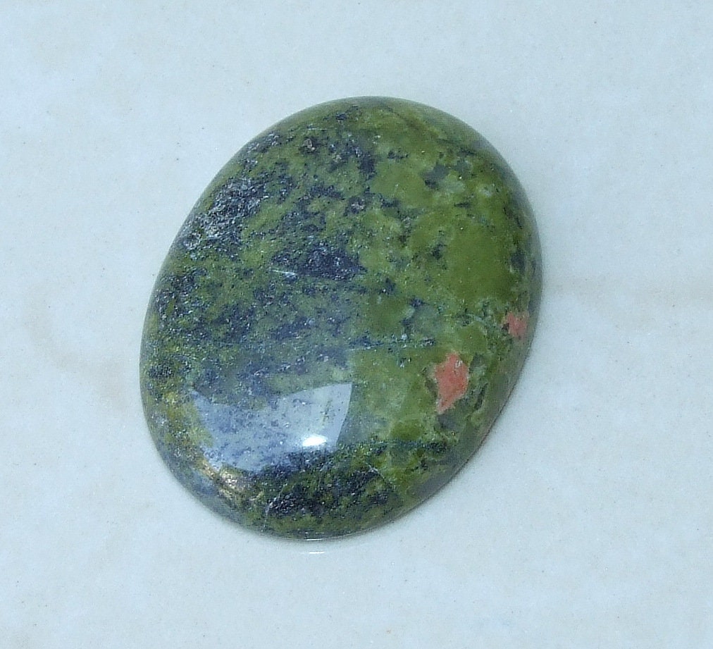 Unakite Cabochon, Flat Back, Calibrated Cabochon, Natural Stone Cabochon, Unakite Pendant, Gemstone Pendant, Necklace Pendant, 30mm x 40mm - EDGBeadsandGems