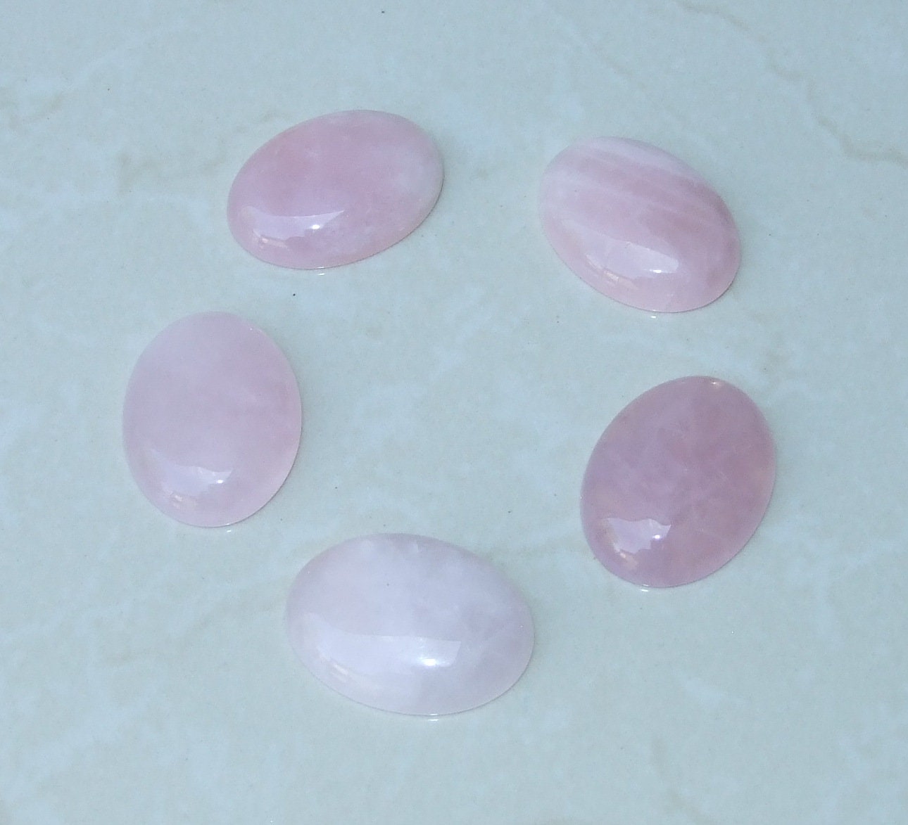 Rose Quartz Cabochon, Flat Back, Calibrated Cabochon, Stone Cabochon, Rose Quartz Pendant, Gemstone Pendant, Necklace Pendant 30mm x 40mm - EDGBeadsandGems