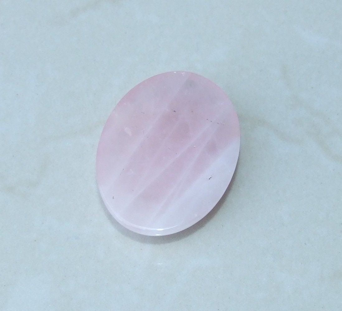 Rose Quartz Cabochon, Flat Back, Calibrated Cabochon, Stone Cabochon, Rose Quartz Pendant, Gemstone Pendant, Necklace Pendant 30mm x 40mm - EDGBeadsandGems