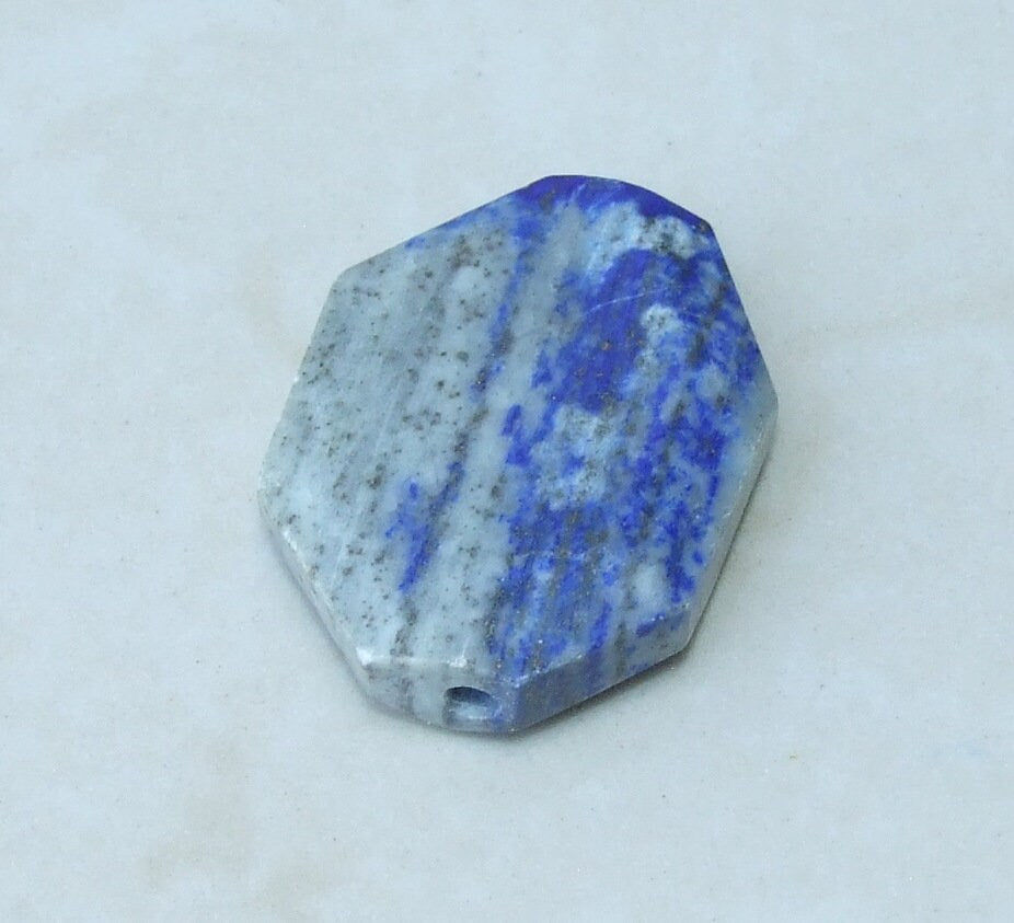 Lapis Pendant Bead - Natural Stone Pendant - Druzy Pendant - Gemstone Pendant Bead - Faceted - Gemstone Connector - 24mm x 31mm - 9912 - EDGBeadsandGems