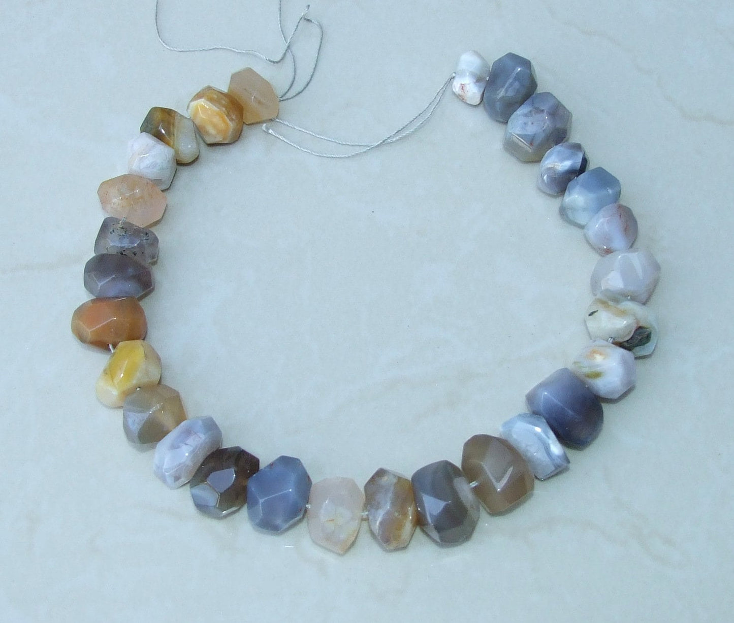 Botswana Agate Faceted Nugget, Gemstone Beads, Polished Botswana Agate, Botswana Agate Bead, Half Strand, Cross Drilled, 15mm x 15mm x 20mm - EDGBeadsandGems