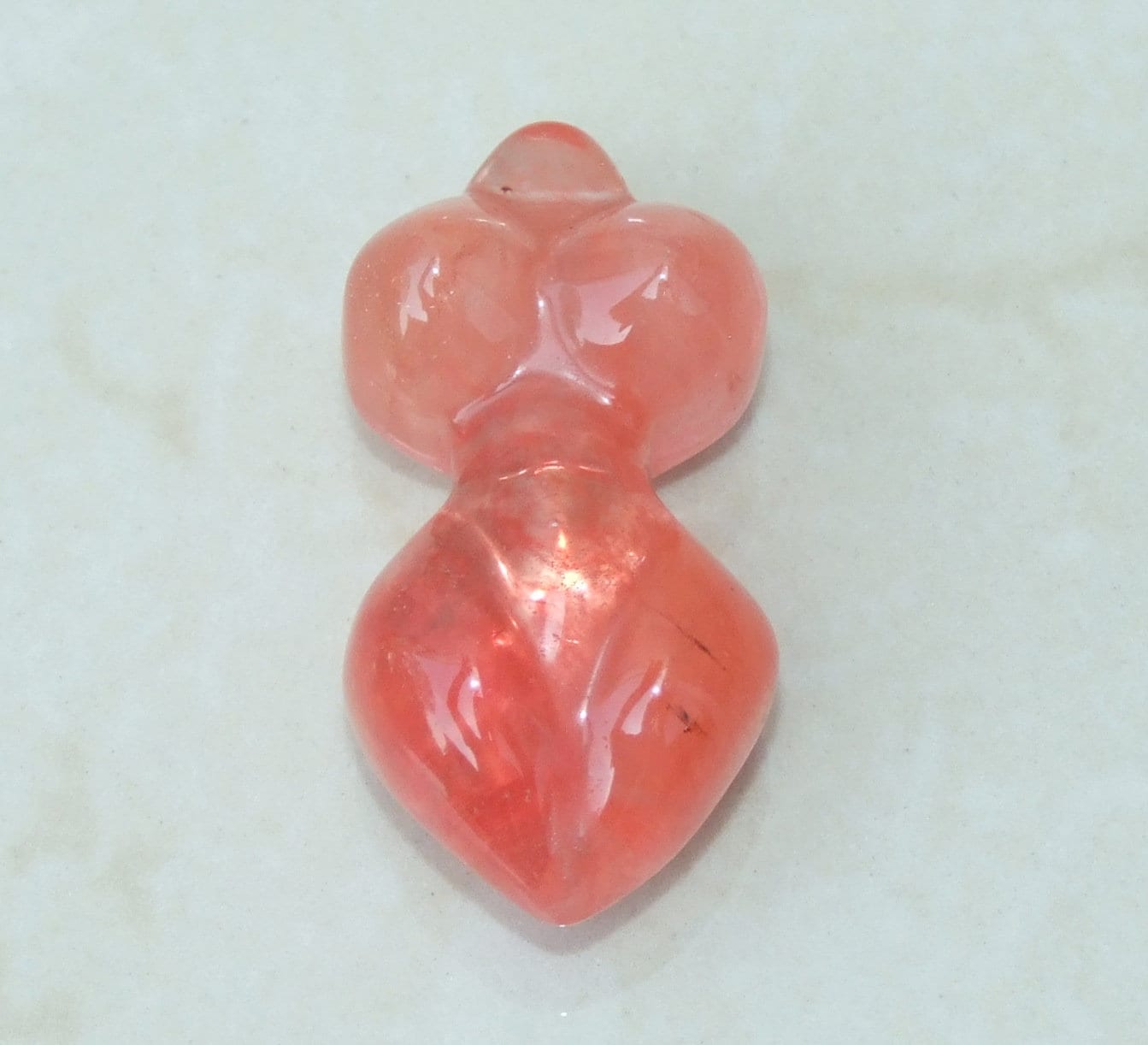Goddess Pendant, Natural Cherry Quartz Pendants, Carved Pendant, Gemstone Pendant, Fertility Goddess, Jewelry Pendant, 25mm x 50mm - EDGBeadsandGems