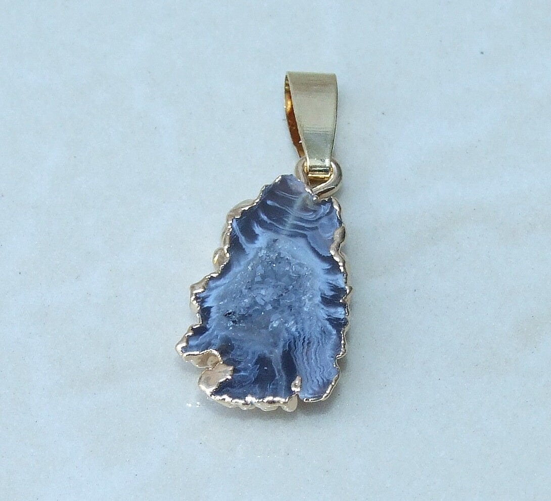 Druzy Pendant, Agate Slice, Geode Pendant, Gemstone Pendant, Druzy Necklace, Druzy Quartz, Large Geode, Druzy Charm, Geode Jewelry, 30/40mm - EDGBeadsandGems