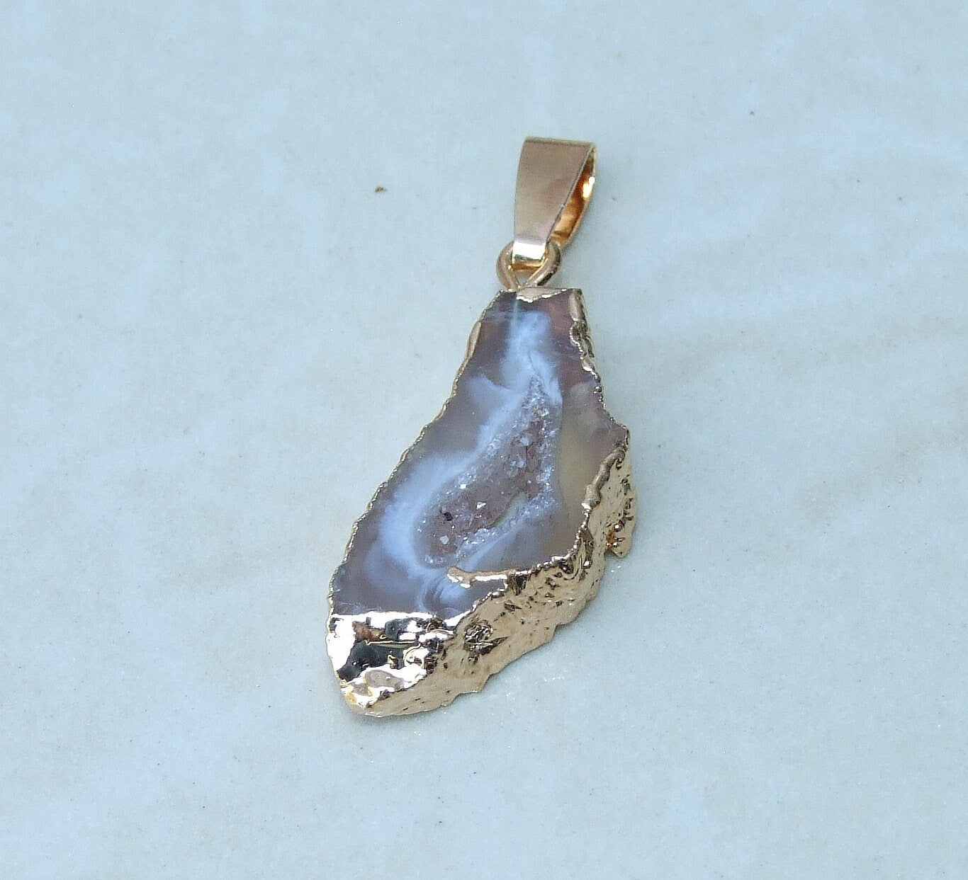 Druzy Pendant, Agate Slice, Geode Pendant, Gemstone Pendant, Druzy Necklace, Druzy Quartz, Large Geode, Druzy Charm, Geode Jewelry, 30/40mm - EDGBeadsandGems