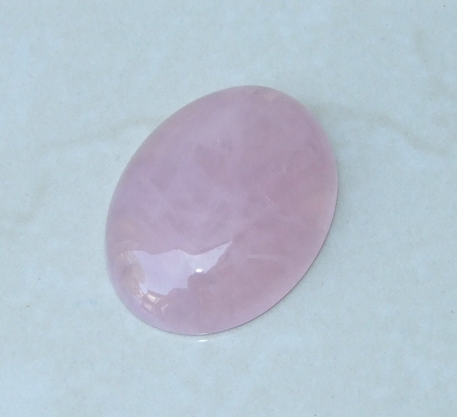 Rose Quartz Cabochon, Flat Back, Calibrated Cabochon, Stone Cabochon, Rose Quartz Pendant, Gemstone Pendant, Necklace Pendant 30mm x 40mm - EDGBeadsandGems