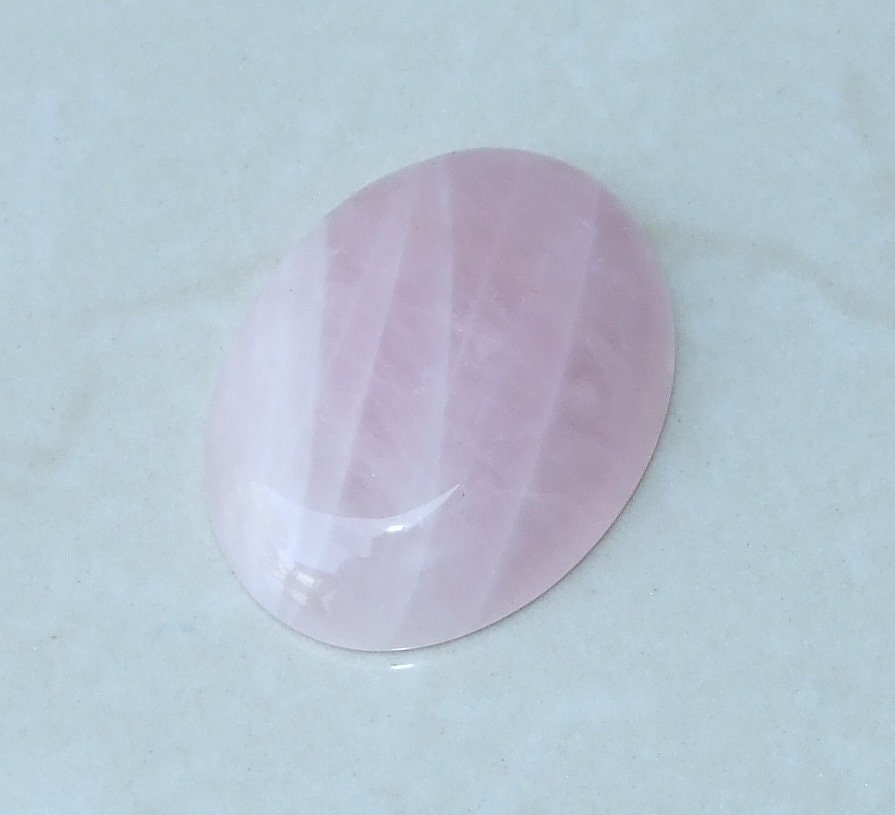 Rose Quartz Cabochon, Flat Back, Calibrated Cabochon, Stone Cabochon, Rose Quartz Pendant, Gemstone Pendant, Necklace Pendant 30mm x 40mm - EDGBeadsandGems