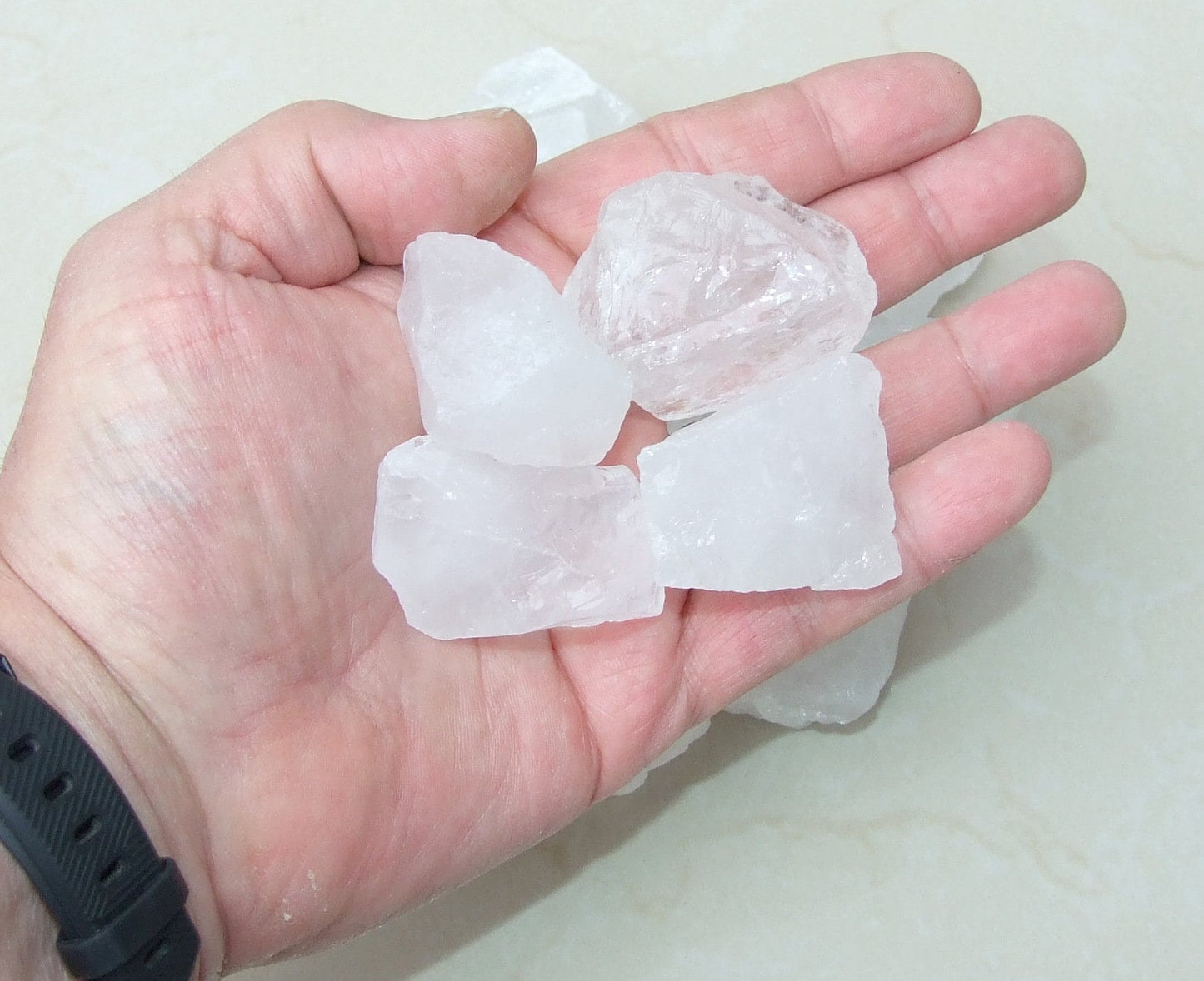 Three Raw Clear Quartz Gemstone Chunks, Undrilled Rough Natural Stoness, Loose Quartz Crystal Rocks. Approx. 2 inch (50mm) - EDGBeadsandGems