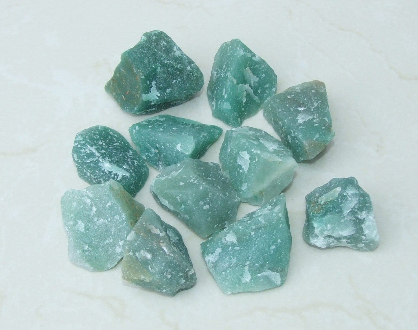 Four Raw Green Aventurine Gemstone Chunks, Undrilled Rough Natural Stones Rocks. Approx. 1-1/2 - 2 inch (40-50mm) - EDGBeadsandGems