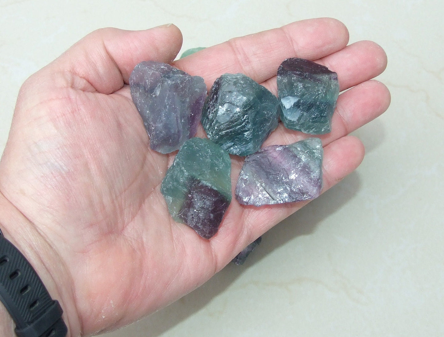 Raw Multi-Colored Fluorite Quartz Gemstone Chunks, Large/Medium Undrilled Rough Natural Quartz Stones Rocks. Approx. 1-3/8 - 2 inch (50mm) - EDGBeadsandGems