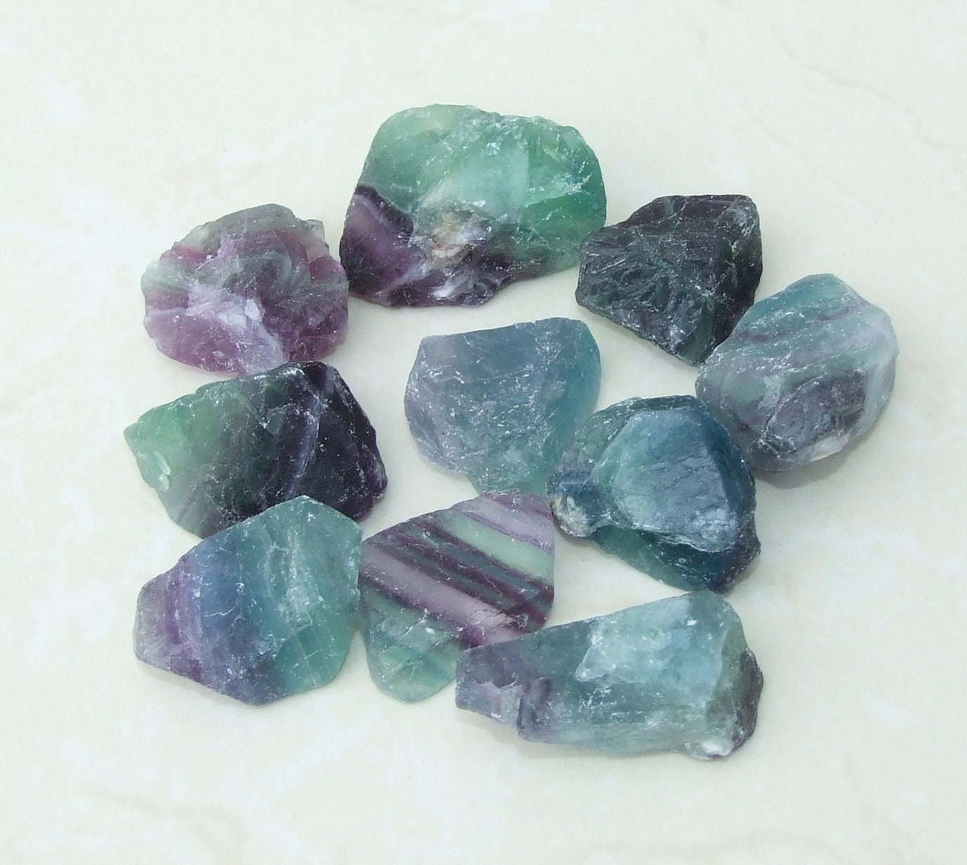 Raw Multi-Colored Fluorite Quartz Gemstone Chunks, Large/Medium Undrilled Rough Natural Quartz Stones Rocks. Approx. 1-3/8 - 2 inch (50mm) - EDGBeadsandGems