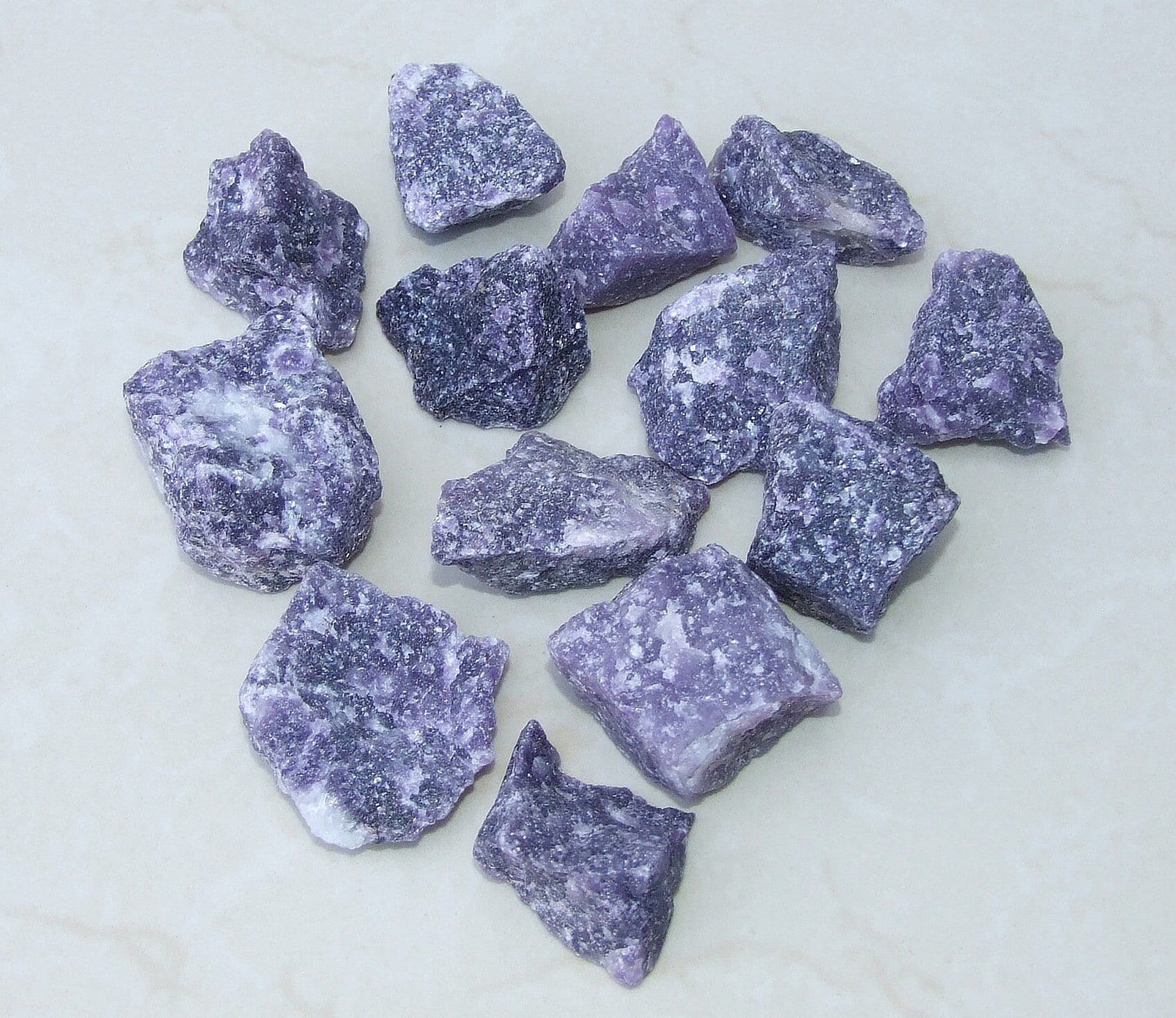 Four Raw Lepidolite Gemstone Chunks, Undrilled Rough Natural Stones Rocks. Approx. 1-1/2 to 1-7/8 inch (45mm) - EDGBeadsandGems