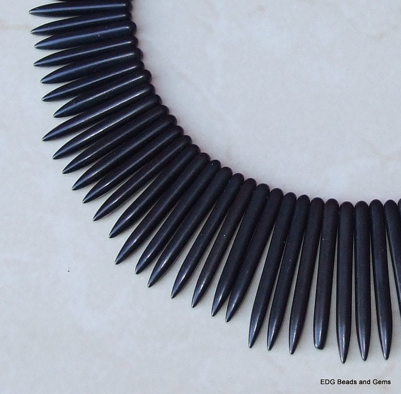 Black Turquoise, Spike Beads, Spike Collar, Spike Choker Necklace, Turquoise Spike Necklace, Statement Necklace, Spike Bib Necklace, 50mm - EDGBeadsandGems