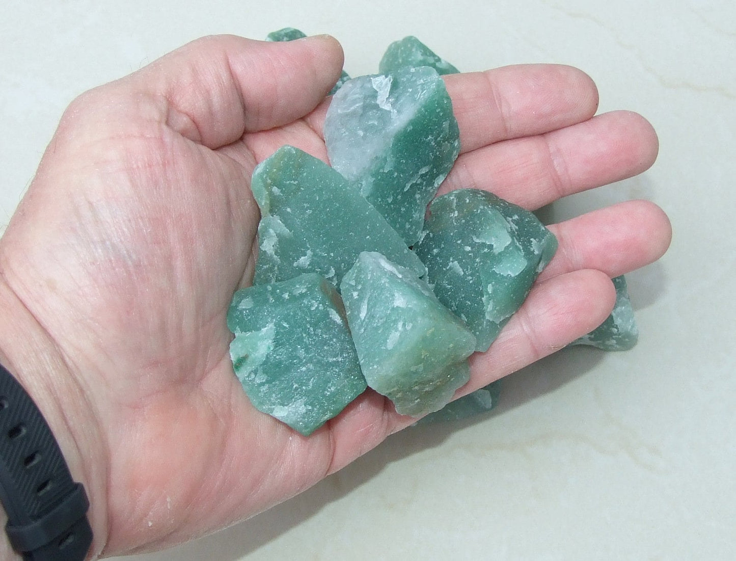 Four Raw Green Aventurine Gemstone Chunks, Undrilled Rough Natural Stones Rocks. Approx. 1-1/2 - 2 inch (40-50mm) - EDGBeadsandGems