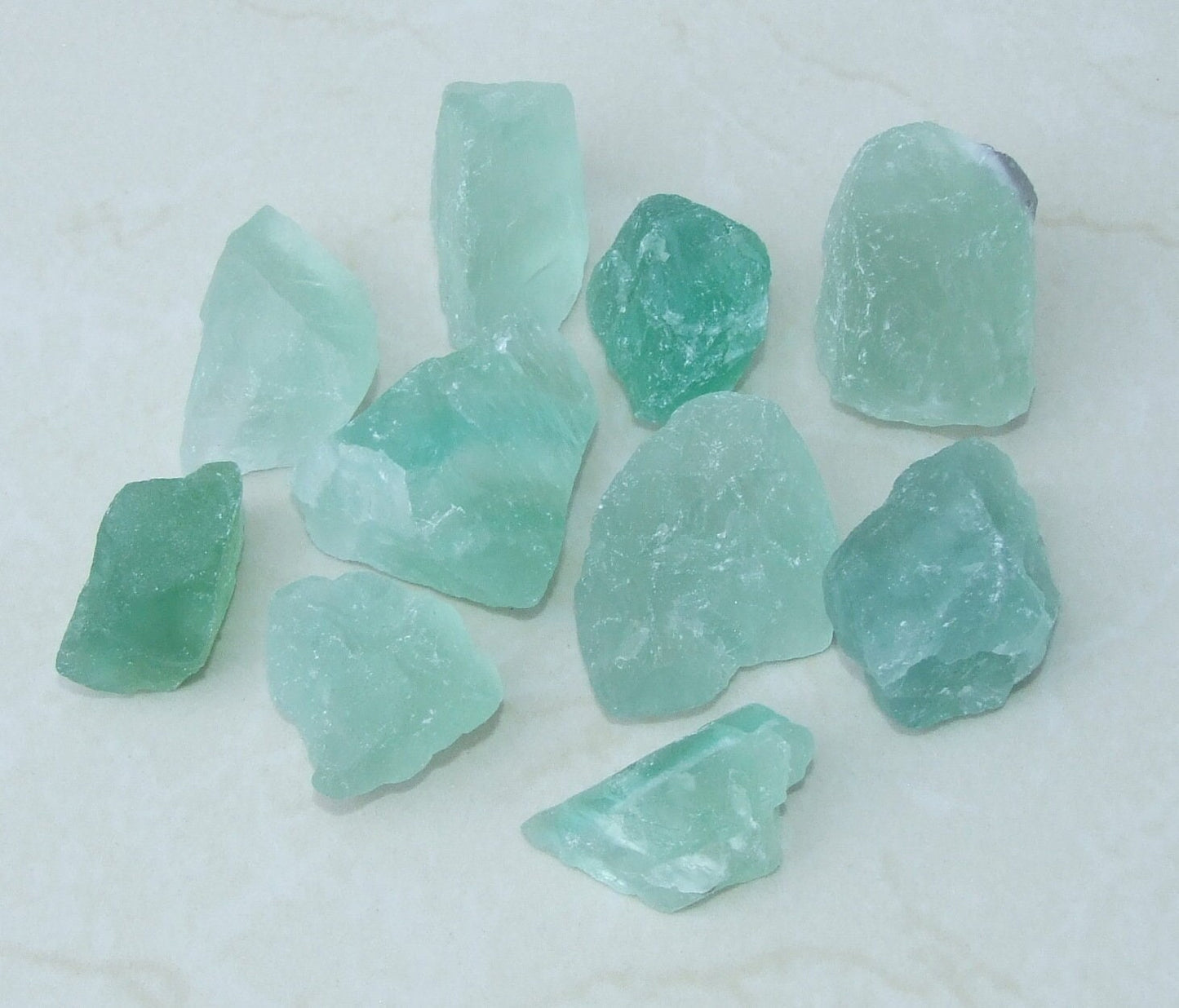 Raw Green Fluorite Quartz Gemstone Chunks, Large/Medium Undrilled Rough Natural Quartz Stones Rocks. Approx. 1-3/8 - 2 inch (50mm) - EDGBeadsandGems