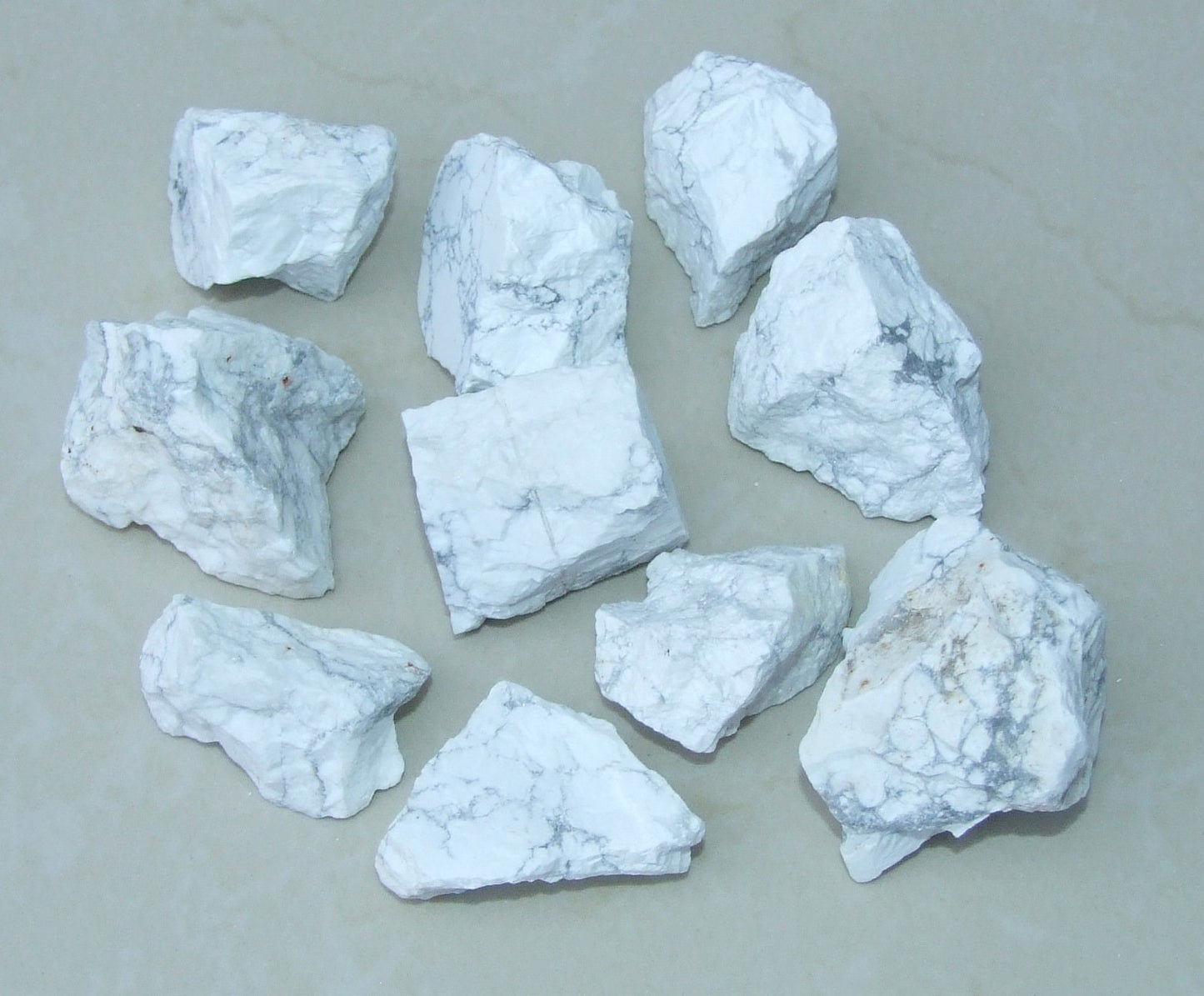 Raw Howlite Gemstone Chunks, Large/Medium Undrilled Rough Natural Gemstone Rocks. Approx. 1-1/2 - 2 inch (50mm) - EDGBeadsandGems