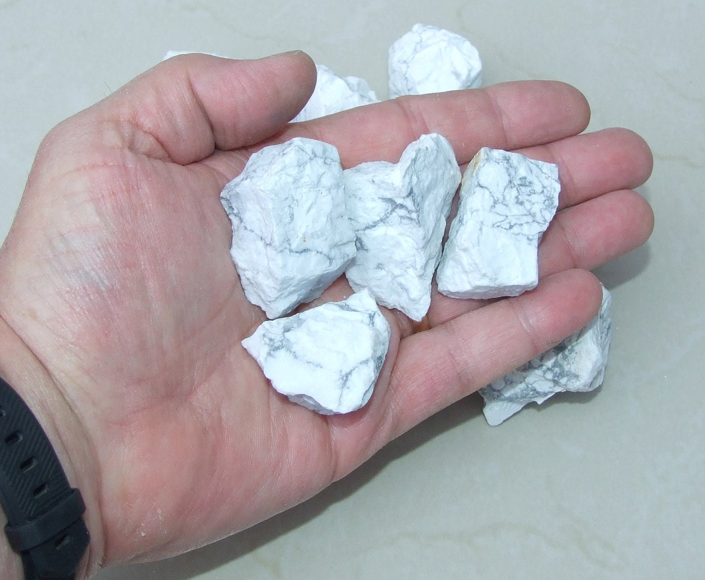 Raw Howlite Gemstone Chunks, Large/Medium Undrilled Rough Natural Gemstone Rocks. Approx. 1-1/2 - 2 inch (50mm) - EDGBeadsandGems