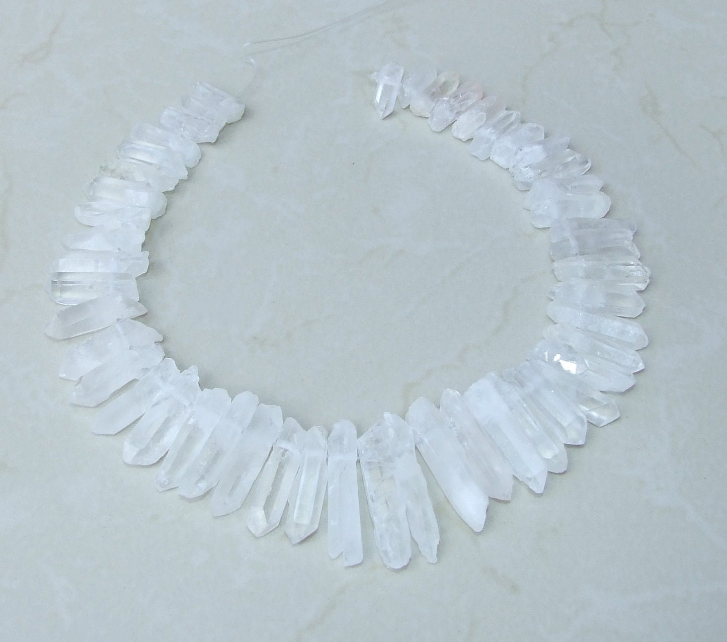 Thick Clear Quartz Points, Crystals Points, Raw Rough Natural Quartz, Graduated, Gemstone Beads, Quartz Jewelry, Full Strand - 20mm - 40+mm - EDGBeadsandGems