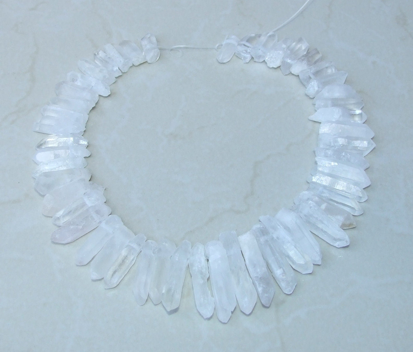 Thick Clear Quartz Points, Crystals Points, Raw Rough Natural Quartz, Graduated, Gemstone Beads, Quartz Jewelry, Full Strand - 20mm - 40+mm - EDGBeadsandGems