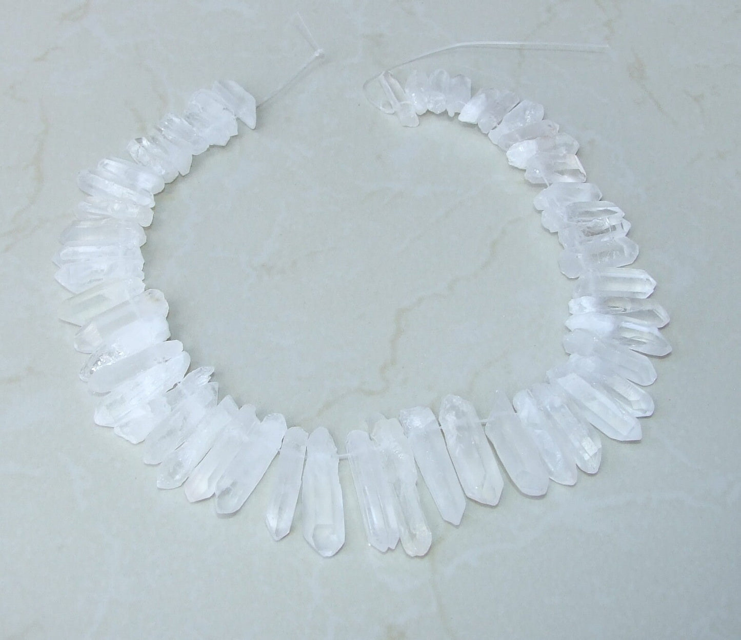 Clear Quartz Points, Crystals Points, Raw Rough Natural Quartz, Graduated, Gemstone Beads, Quartz Jewelry, Full Strand - 20mm - 40+mm - EDGBeadsandGems