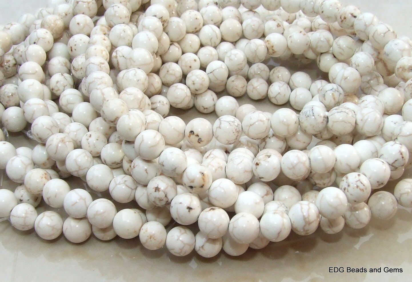 Natural White Magnesite - 8mm - Round Beads - Gemstone Beads - Jewelry Beads - White -15 inch Strand - EDGBeadsandGems