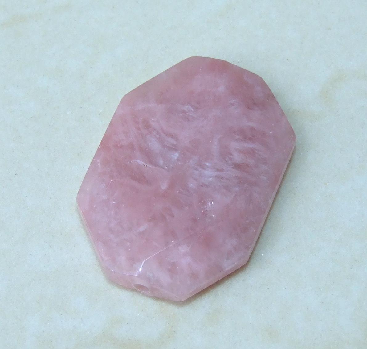 Cloud Quartz, Gray Quartz, Natural Stone, Faceted Stones, Gemstone Beads, Gemstone Pendant, Emerald Cut, Center Drilled, 23mm x 35mm - 7325 - EDGBeadsandGems