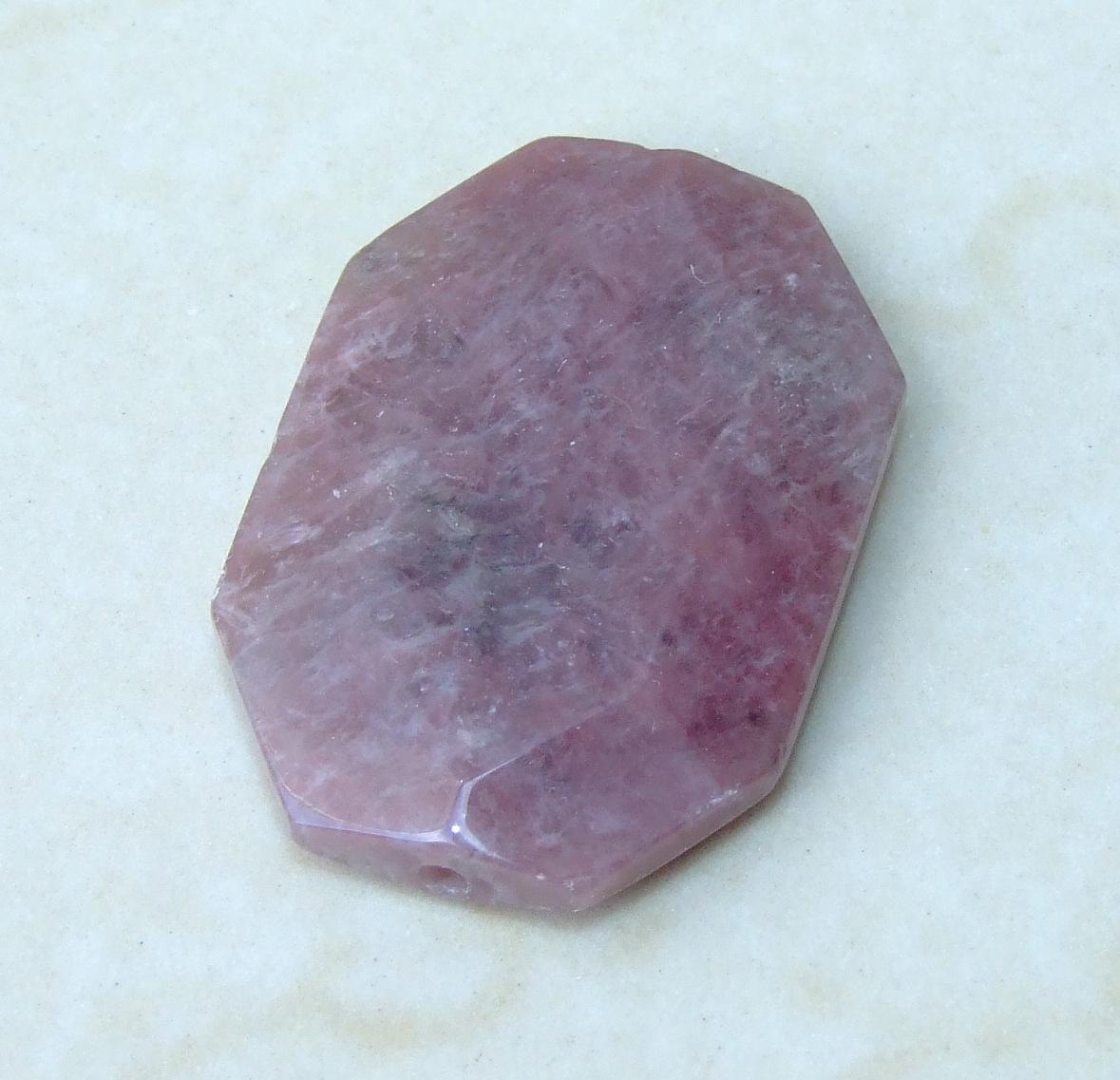 Cloud Quartz, Gray Quartz, Natural Stone, Faceted Stones, Gemstone Beads, Gemstone Pendant, Emerald Cut, Center Drilled, 23mm x 35mm - 7325 - EDGBeadsandGems