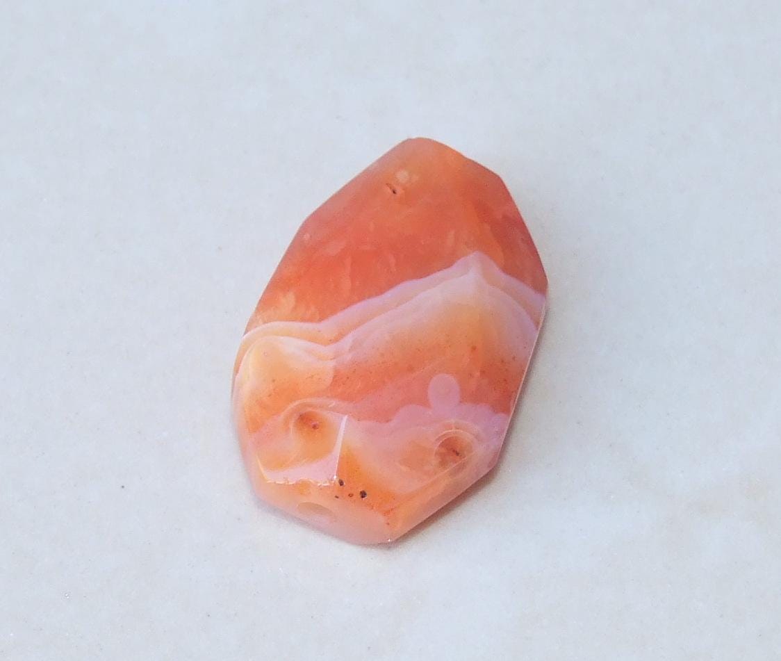 Rhodonite Stone - Rhodochrosite Stone - Faceted Stones - Gemstone Beads - Pendant - Emerald Cut - Center Drilled - Boho - 25mm x 32mm - 4317 - EDGBeadsandGems