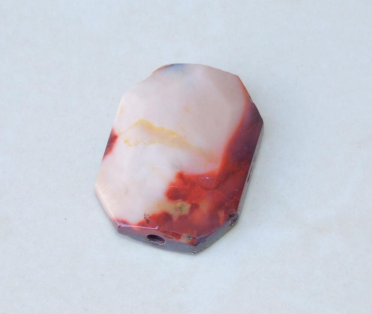 Strawberry Quartz, Natural Stone, Faceted Stones, Gemstone Beads, Gemstone Pendant, Emerald Cut, Center Drilled, Boho - 27mm x 37mm - 6879 - EDGBeadsandGems