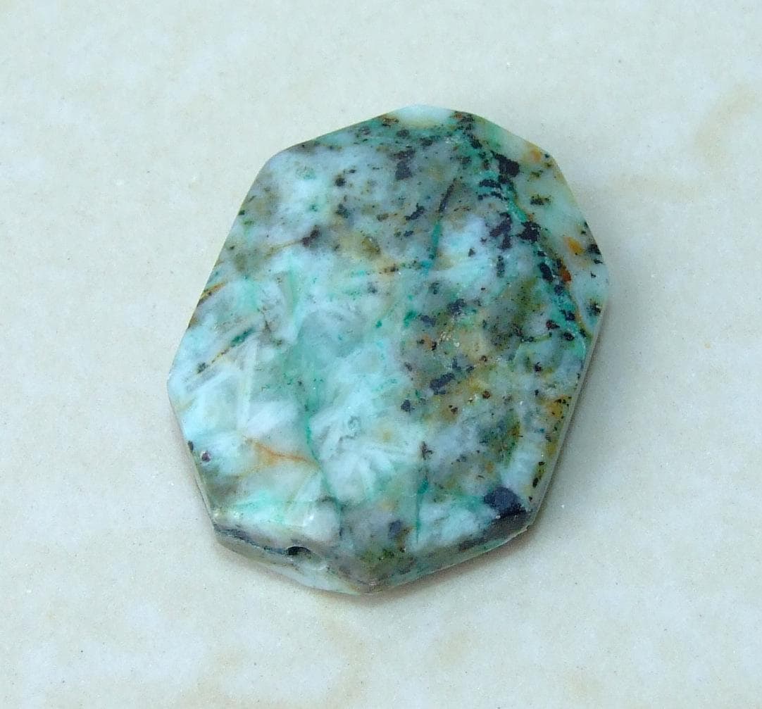 Cloud Quartz, Gray Quartz, Natural Stone, Faceted Stones, Gemstone Beads, Gemstone Pendant, Emerald Cut, Center Drilled, 23mm x 35mm - 7325 - EDGBeadsandGems