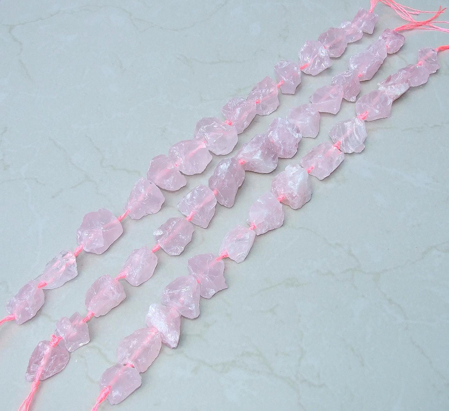 Rose Quartz Nuggets, Rough and Raw, Gemstone Nuggets, Natural Stone Jewelry, Full and Half Strands, Graduated, 25mm - 35mm - EDGBeadsandGems