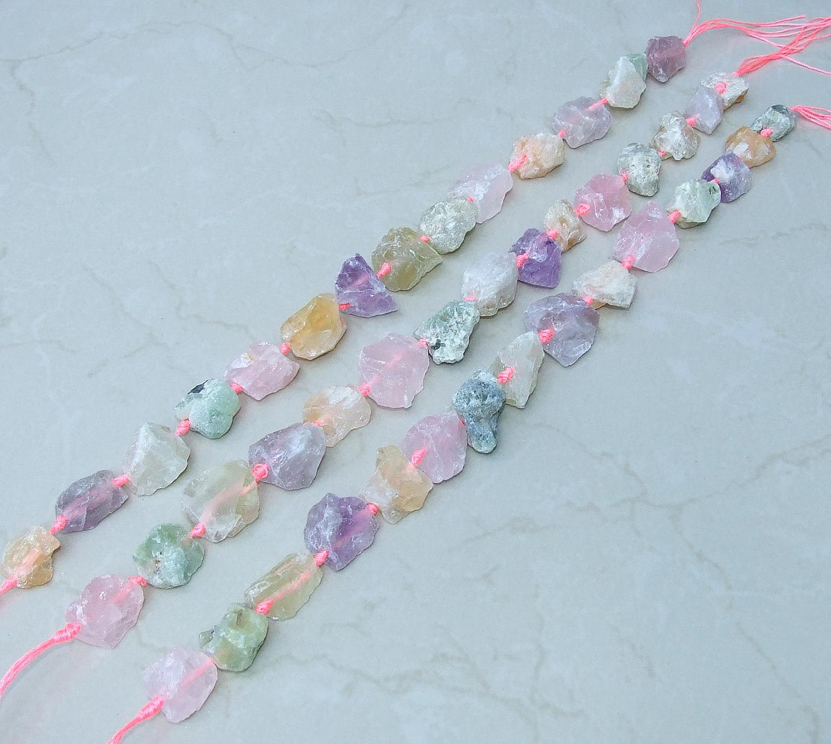 Mix Gemstone Nuggets, Rough and Raw, Quarts, Amethyst, Prehnite, Citrine, Gemstone Nuggets, Full and Half Strands, Graduated, 20mm - 30+mm - EDGBeadsandGems