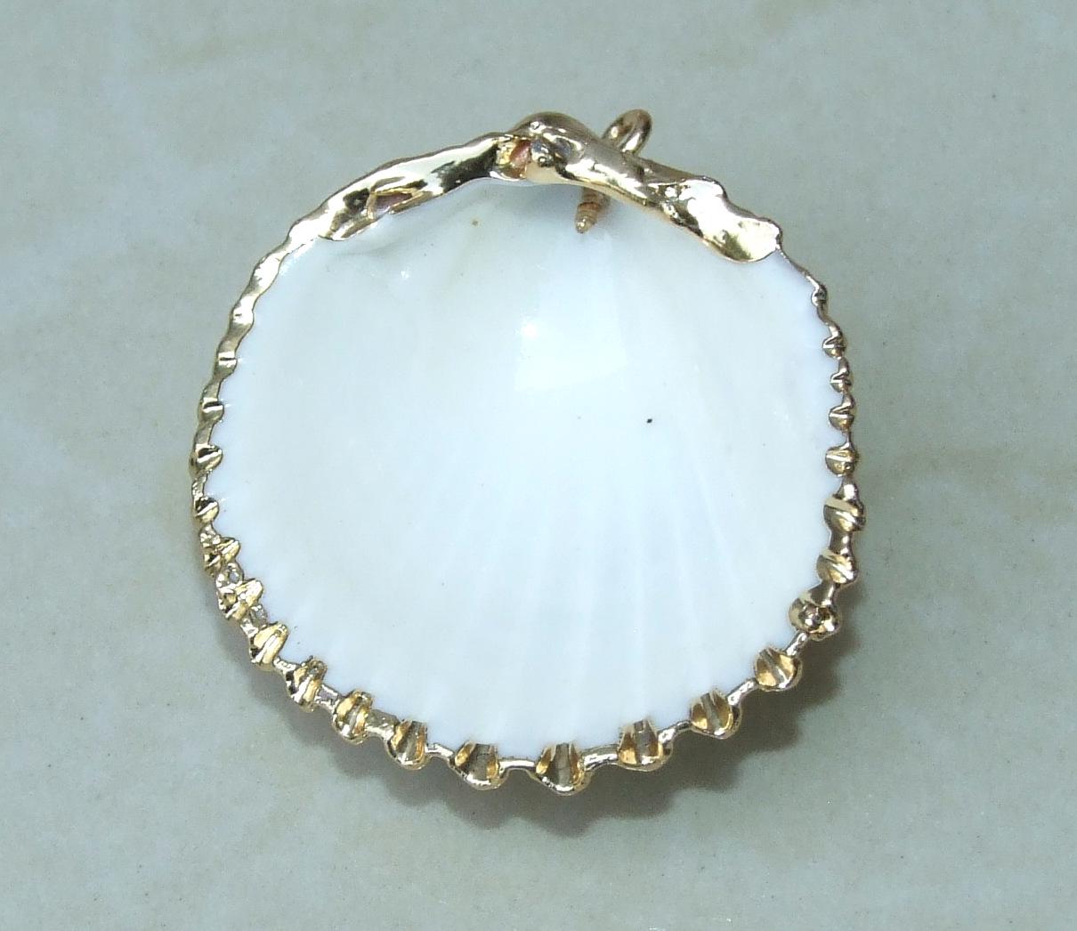 Natural Sea Shell Pendant, Shell Bead, Charm, Clam Shell, Shell Jewelry, Beach Jewelry, White and Gold Shells - 30-45mm / 46-55 - 61-05 - EDGBeadsandGems