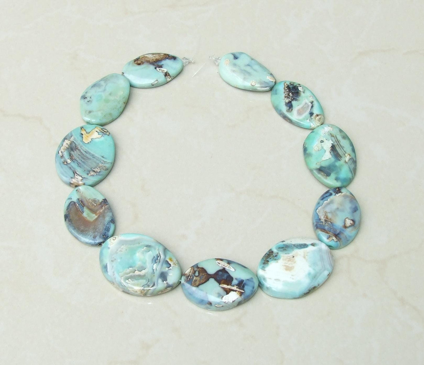 Dragon Skin Agate Faceted Bead Strand, Natural, 35mm/40mm Oval-Cut Stones, Center-Drilled Gemstone Strand, Jewelry Making & Healing, 301 - EDGBeadsandGems