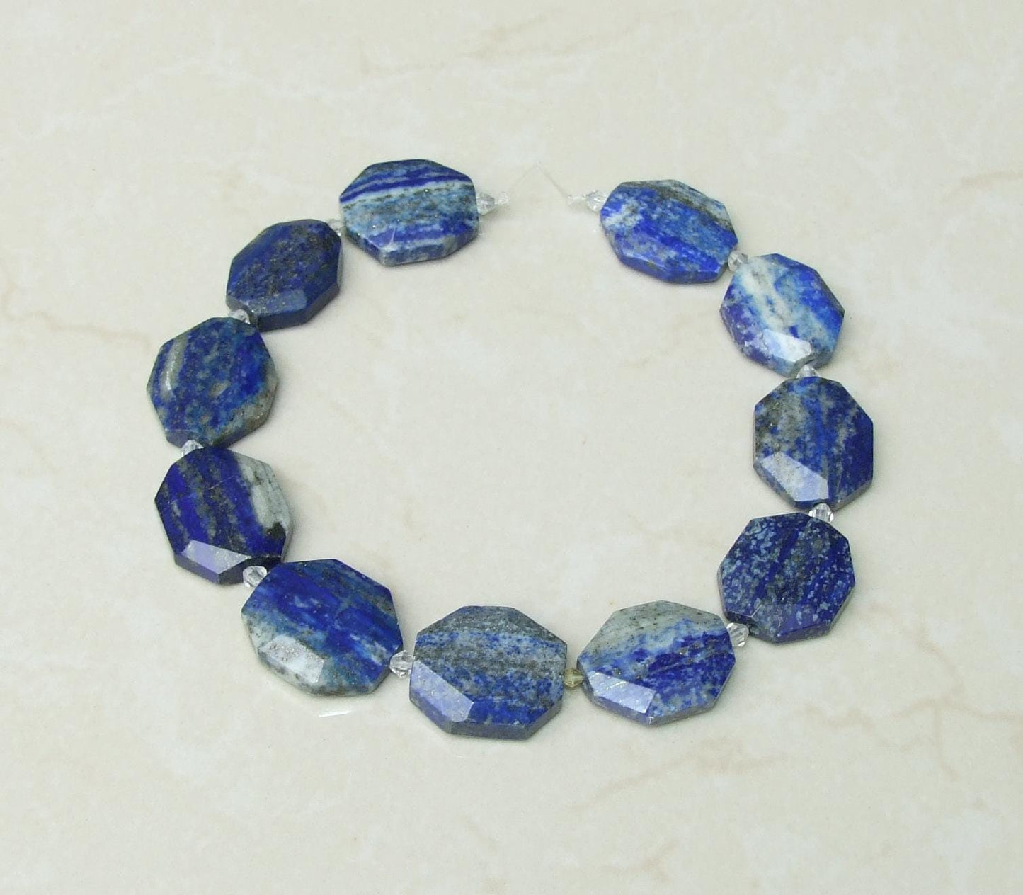 Lapis lazuli Faceted Bead Strand – Natural 25×30 mm Emerald-Cut Stones, Center-Drilled Gemstone Strand for Jewelry Making & Healing - 829 - EDGBeadsandGems