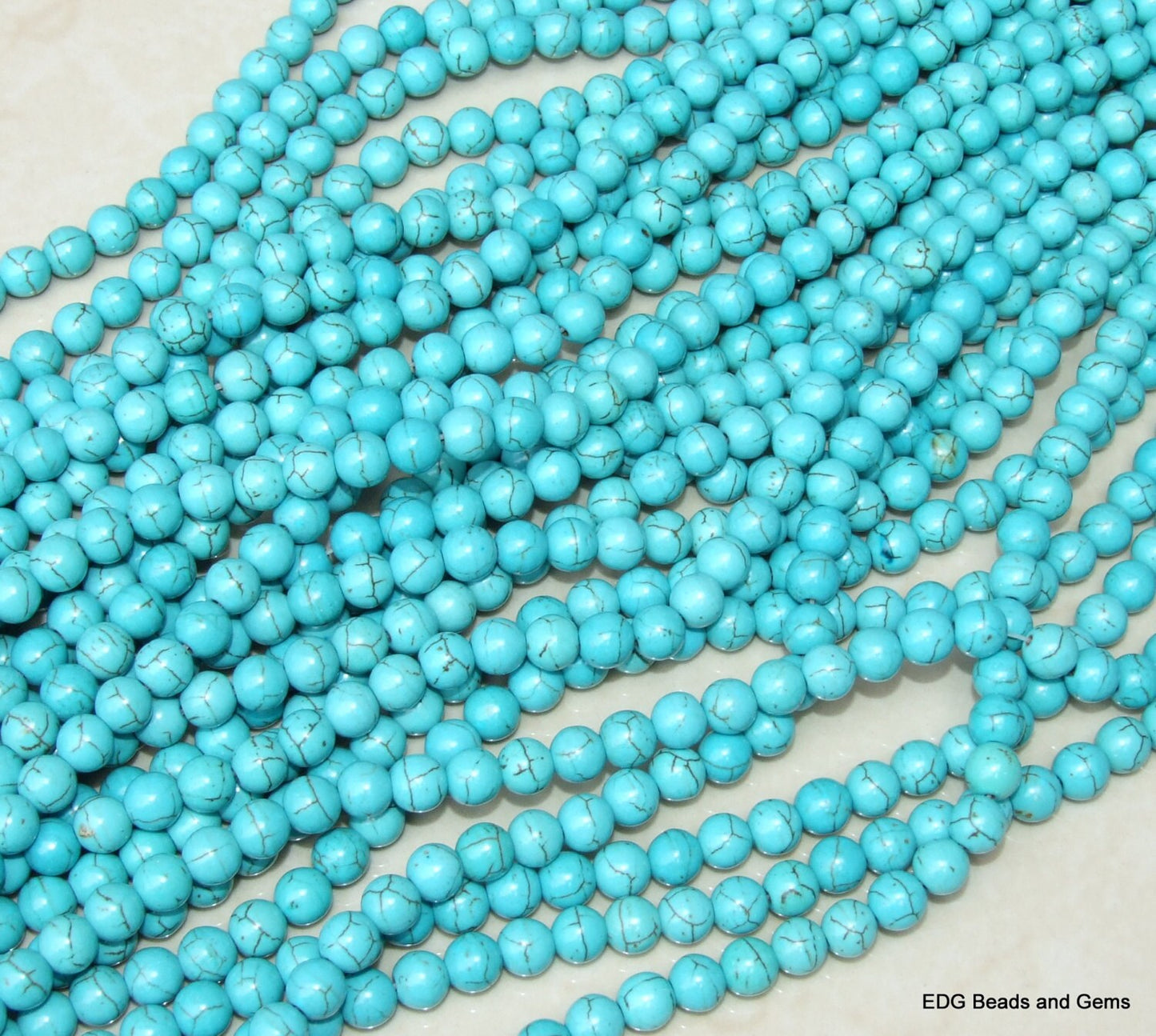 Turquoise Blue Magnesite Beads - 8mm Round Gemstone, 15 inch Strand - EDGBeadsandGems