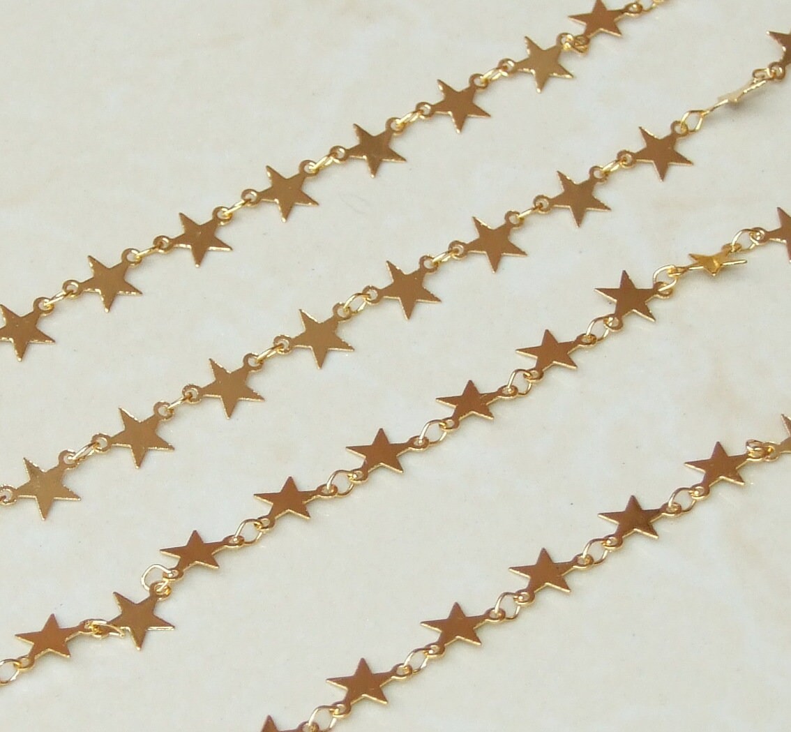Gold Plated Star Shaped Chain, Necklace Chain, Bulk Chain, Jewelry Making,  Body